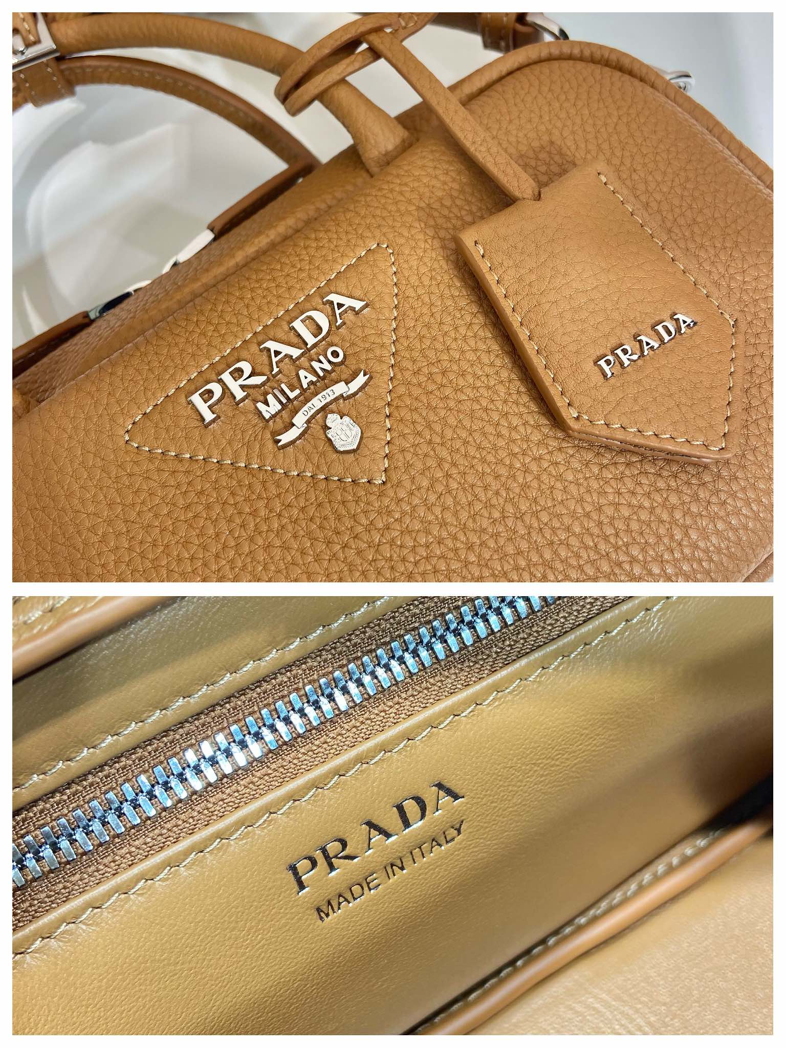 Pra*a leather top-handle bag