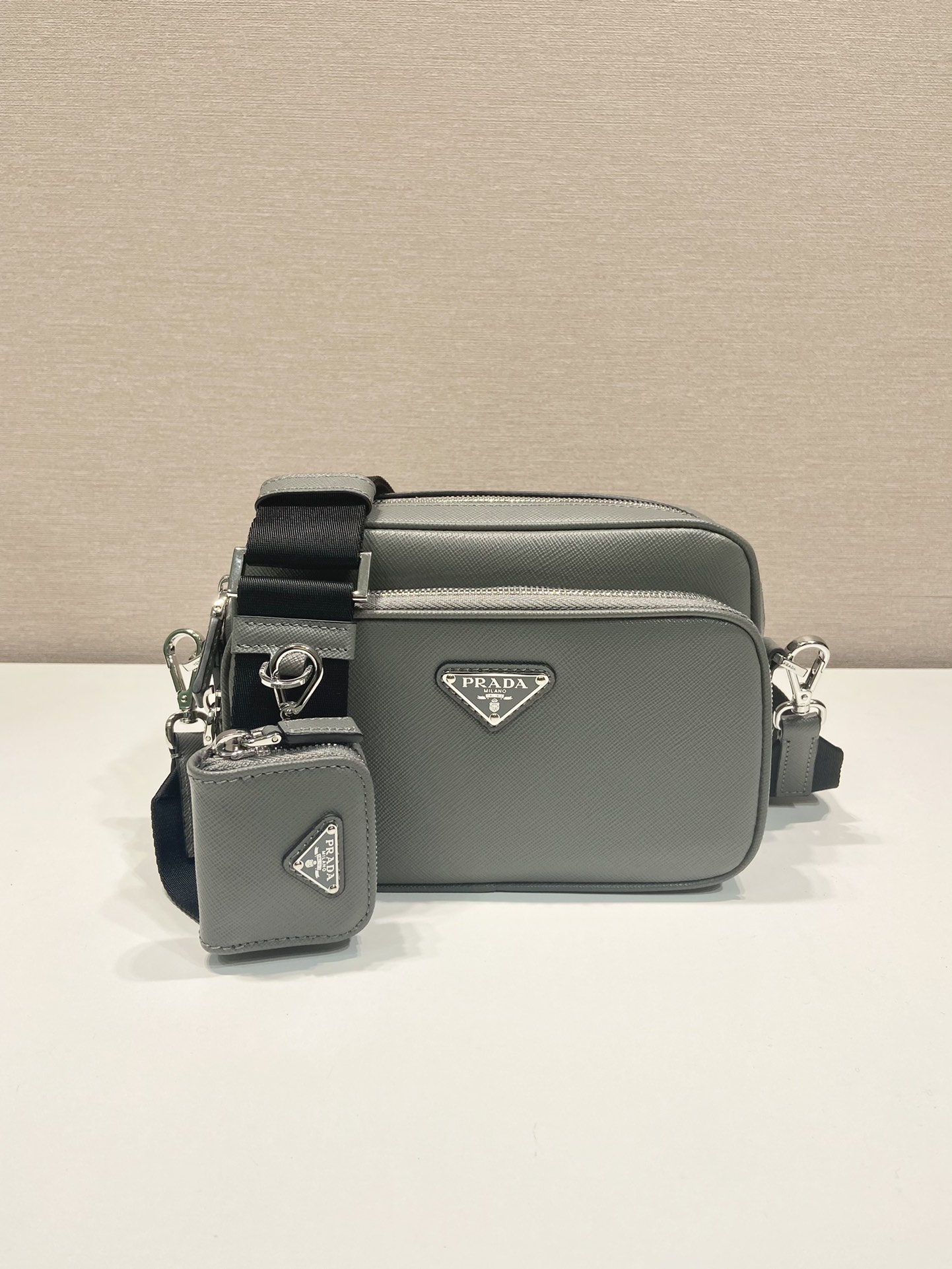 Pra*a saffiano leather shoulder bag