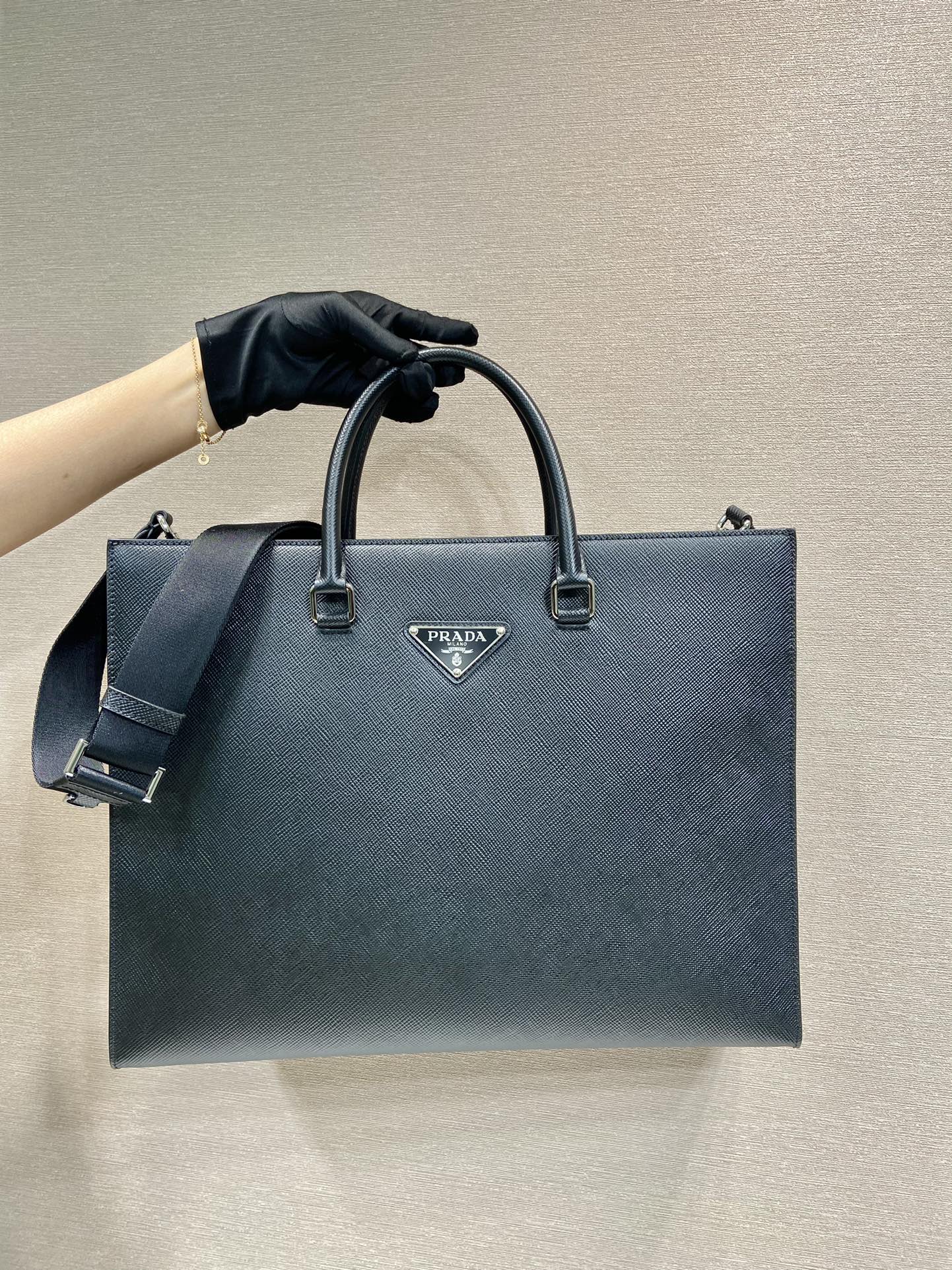 Pra*a saffiano leather tote bag