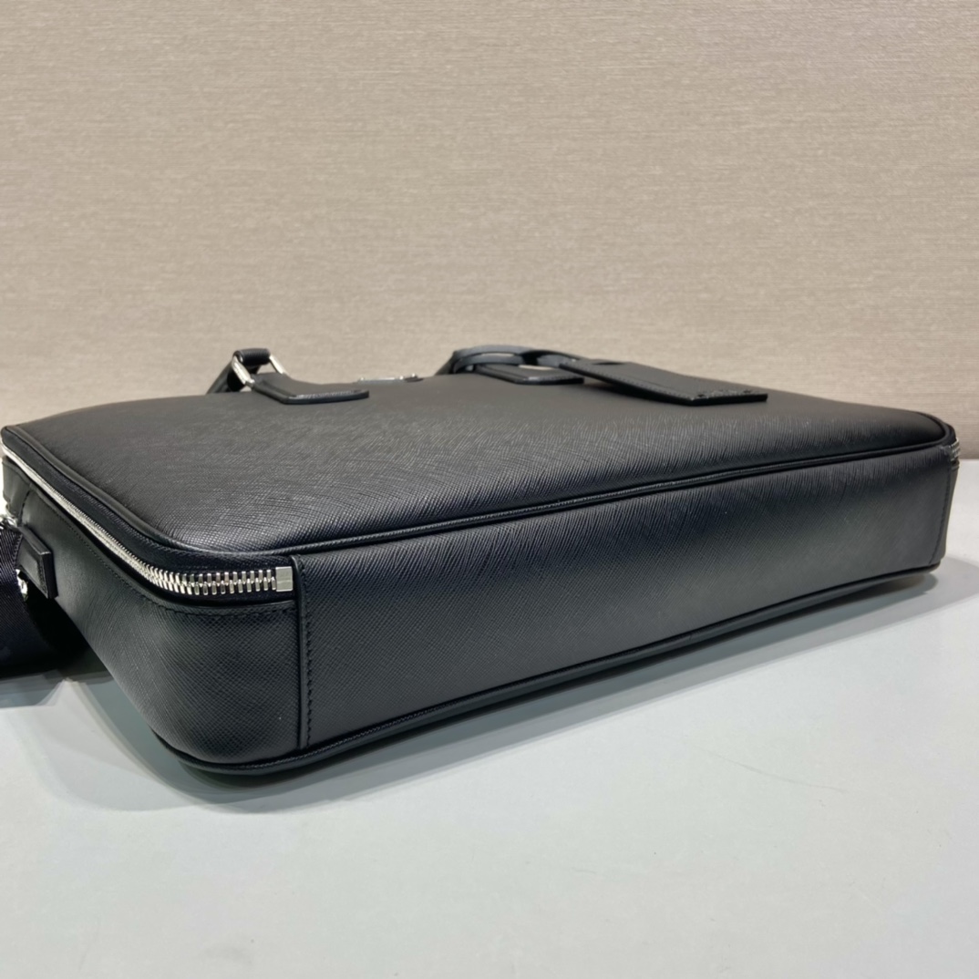Pra*a saffiano leather briefcase