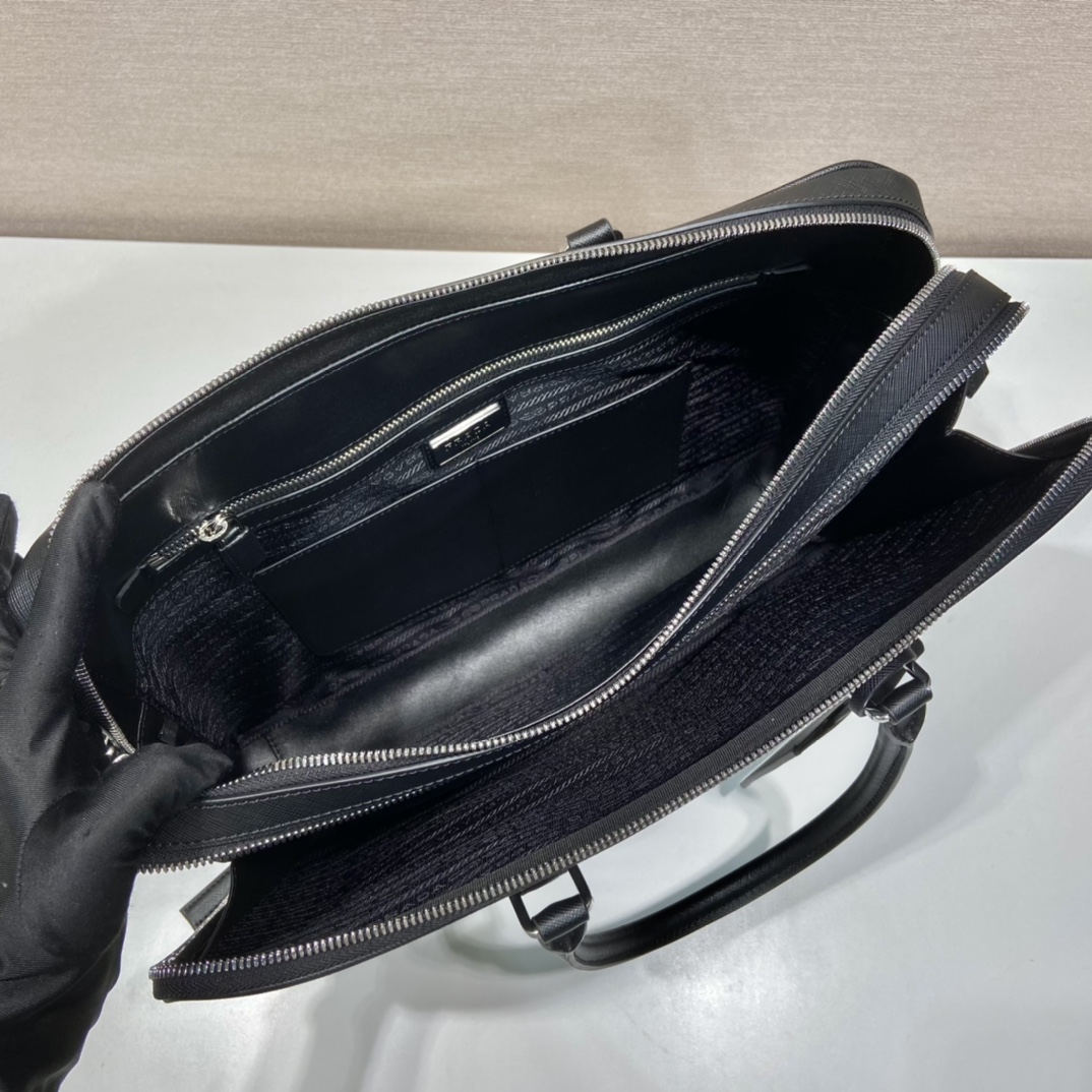 Pra*a saffiano leather briefcase