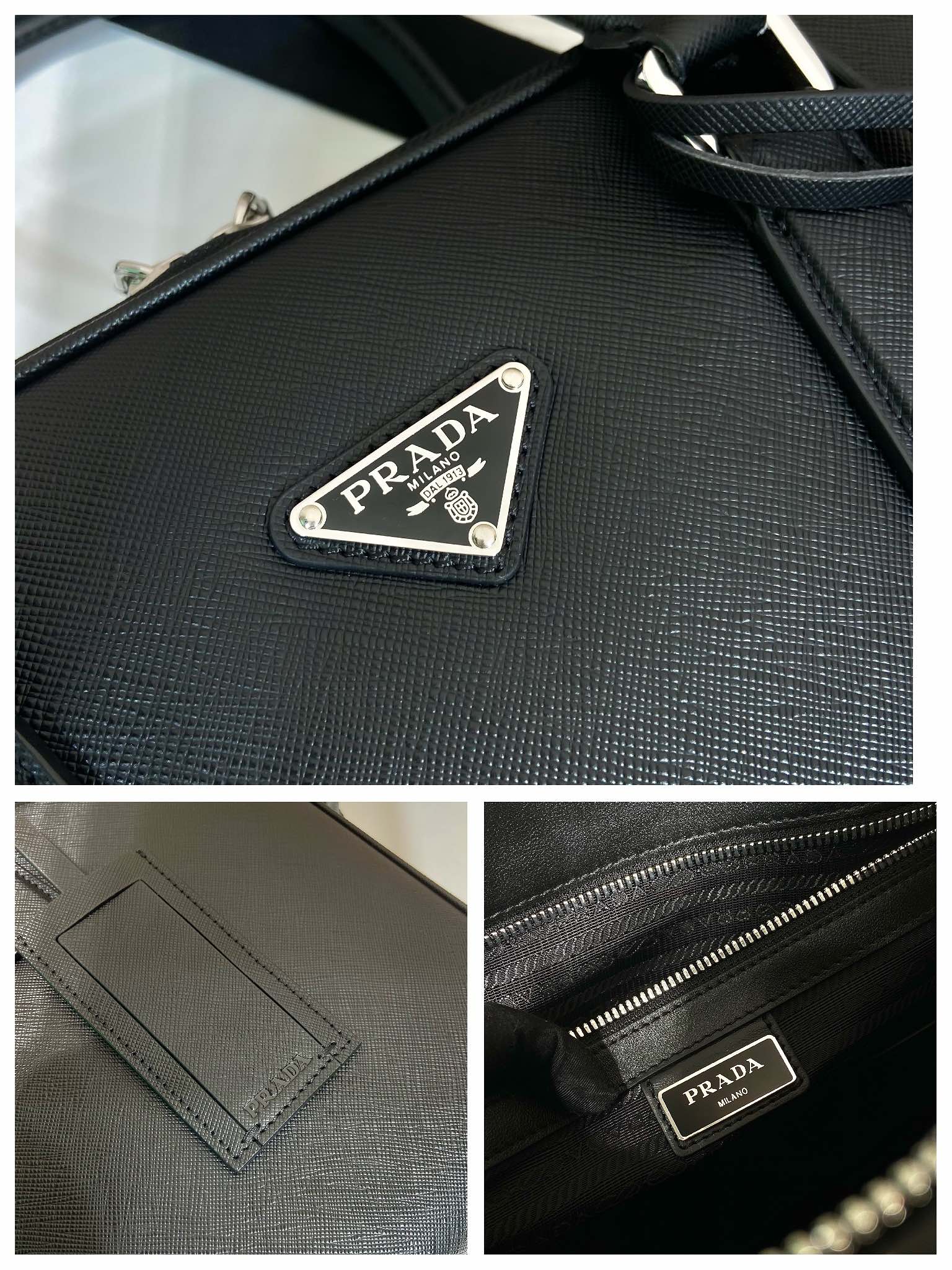 Pra*a saffiano leather briefcase