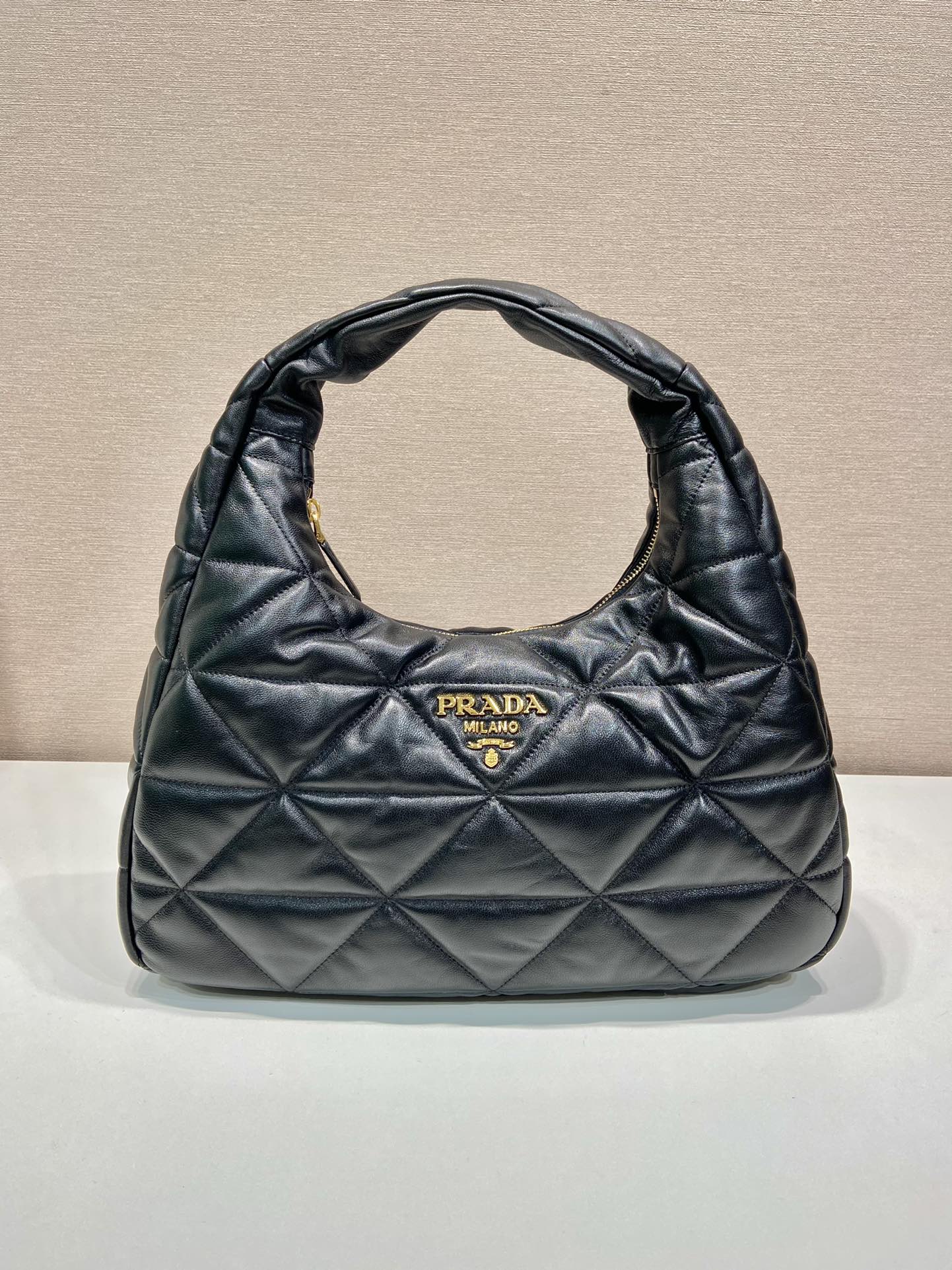 Pra*a large topstitched nappa-leather bag