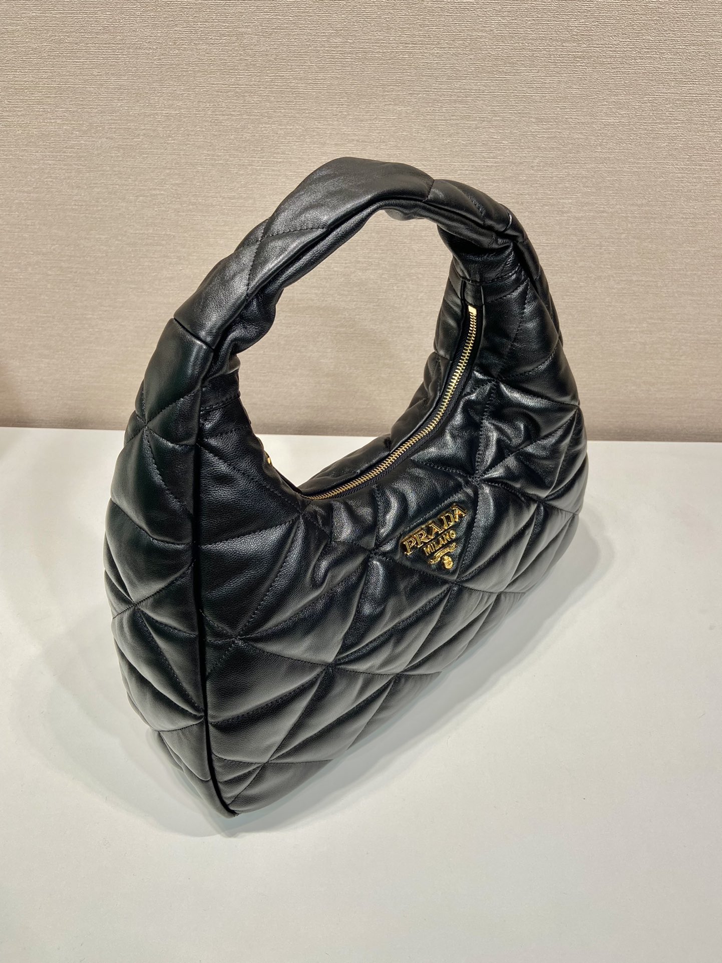 Pra*a large topstitched nappa-leather bag