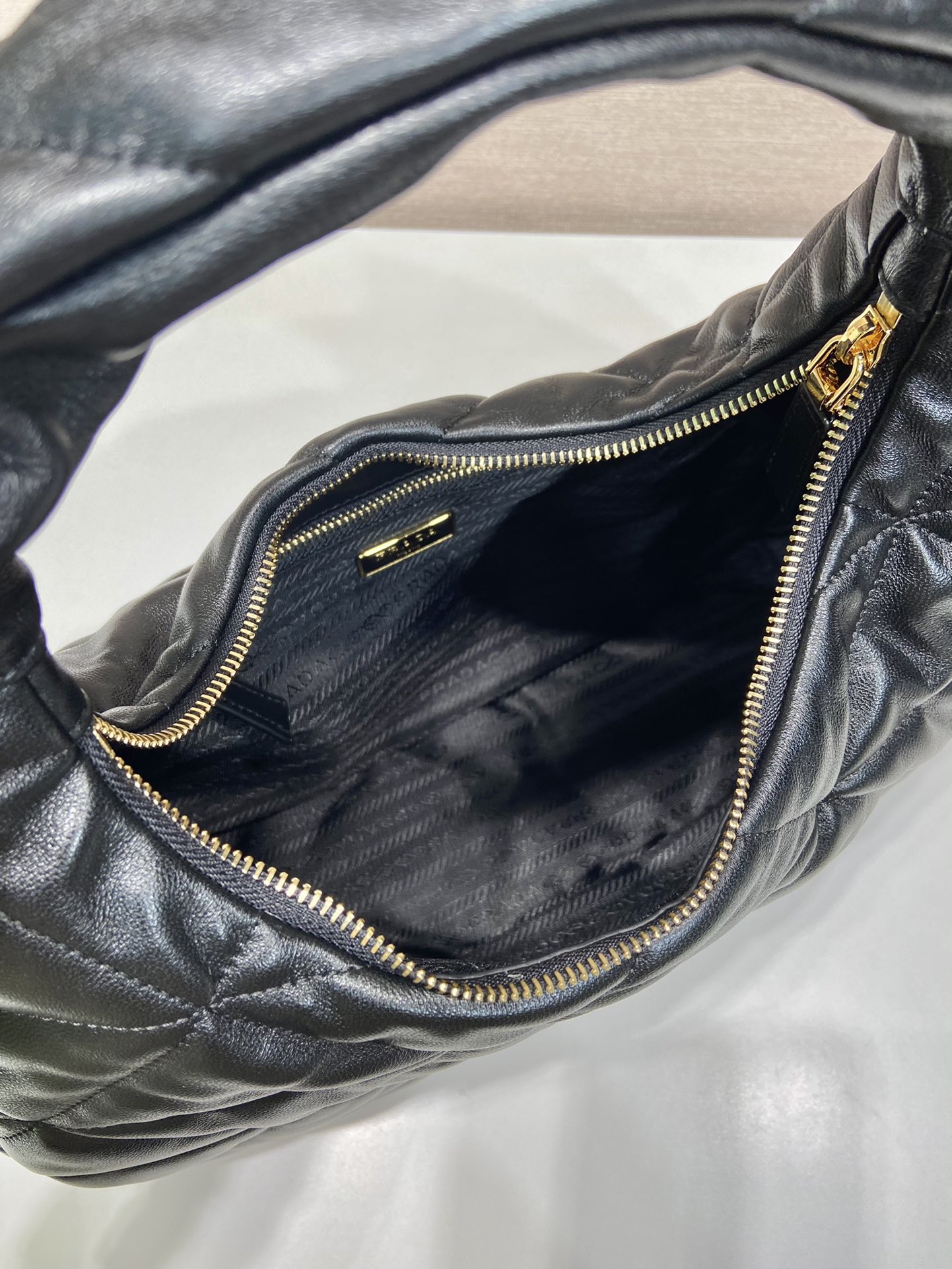 Pra*a large topstitched nappa-leather bag