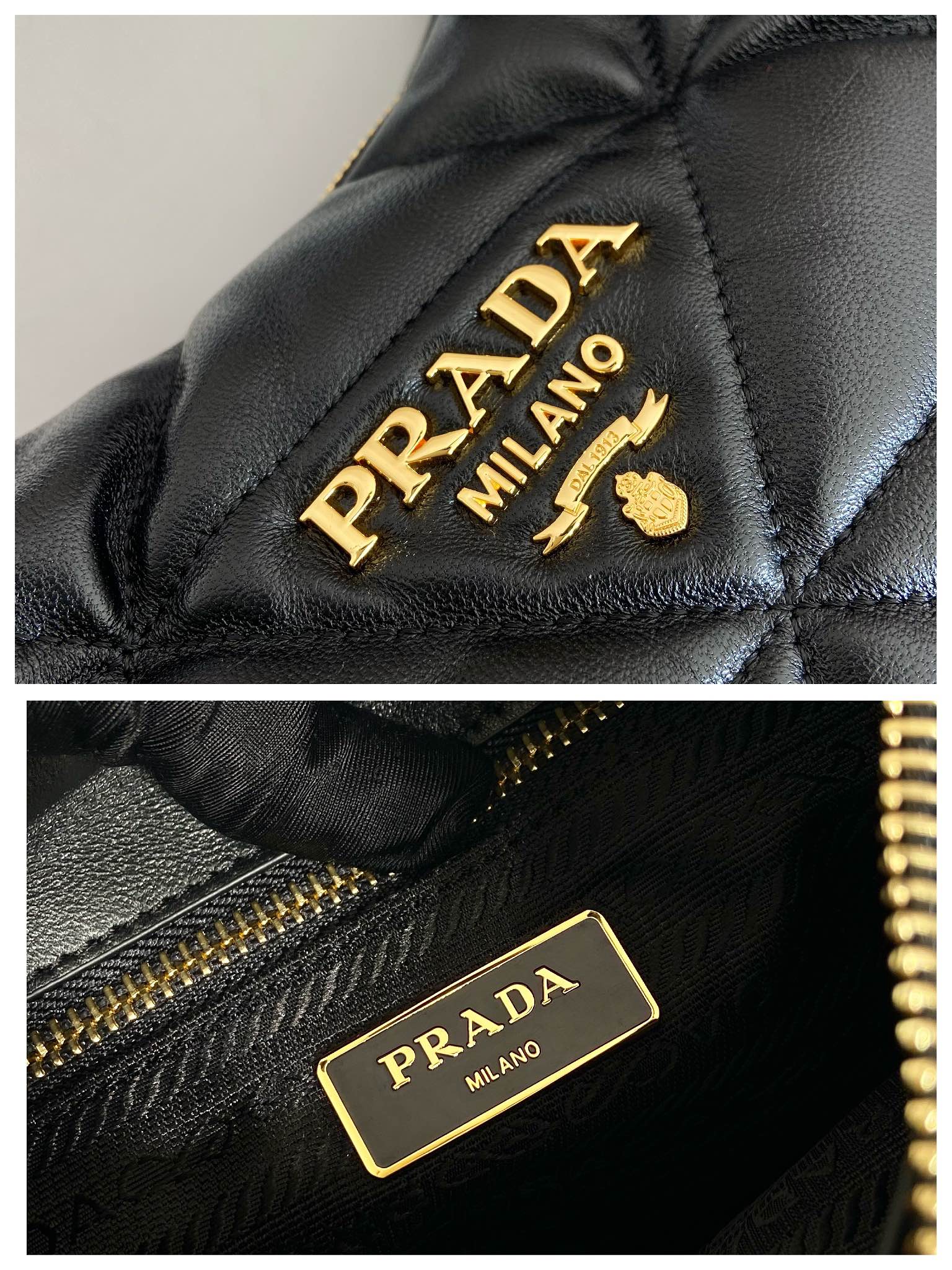 Pra*a large topstitched nappa-leather bag