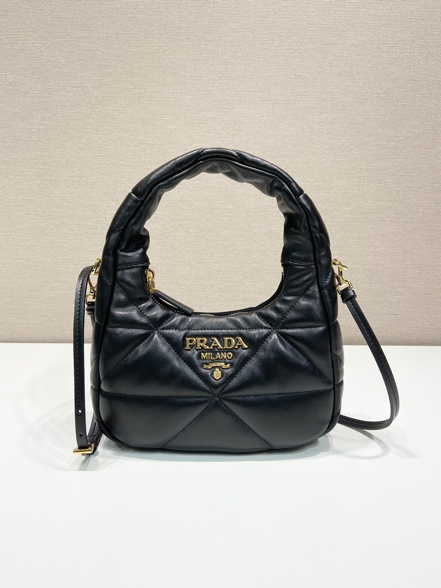 Pra*a nappa-leather mini bag with topstitching