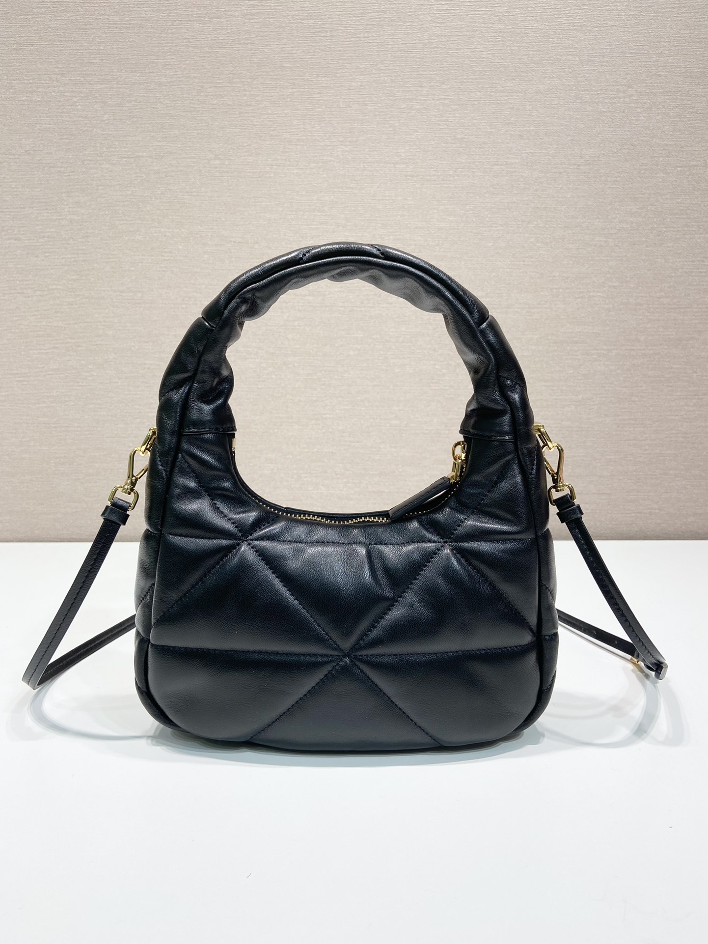 Pra*a nappa-leather mini bag with topstitching