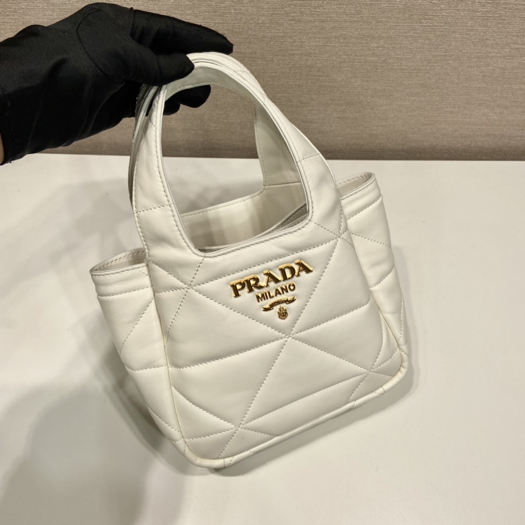 Pra*a small nappa-leather tote bag with topstitching