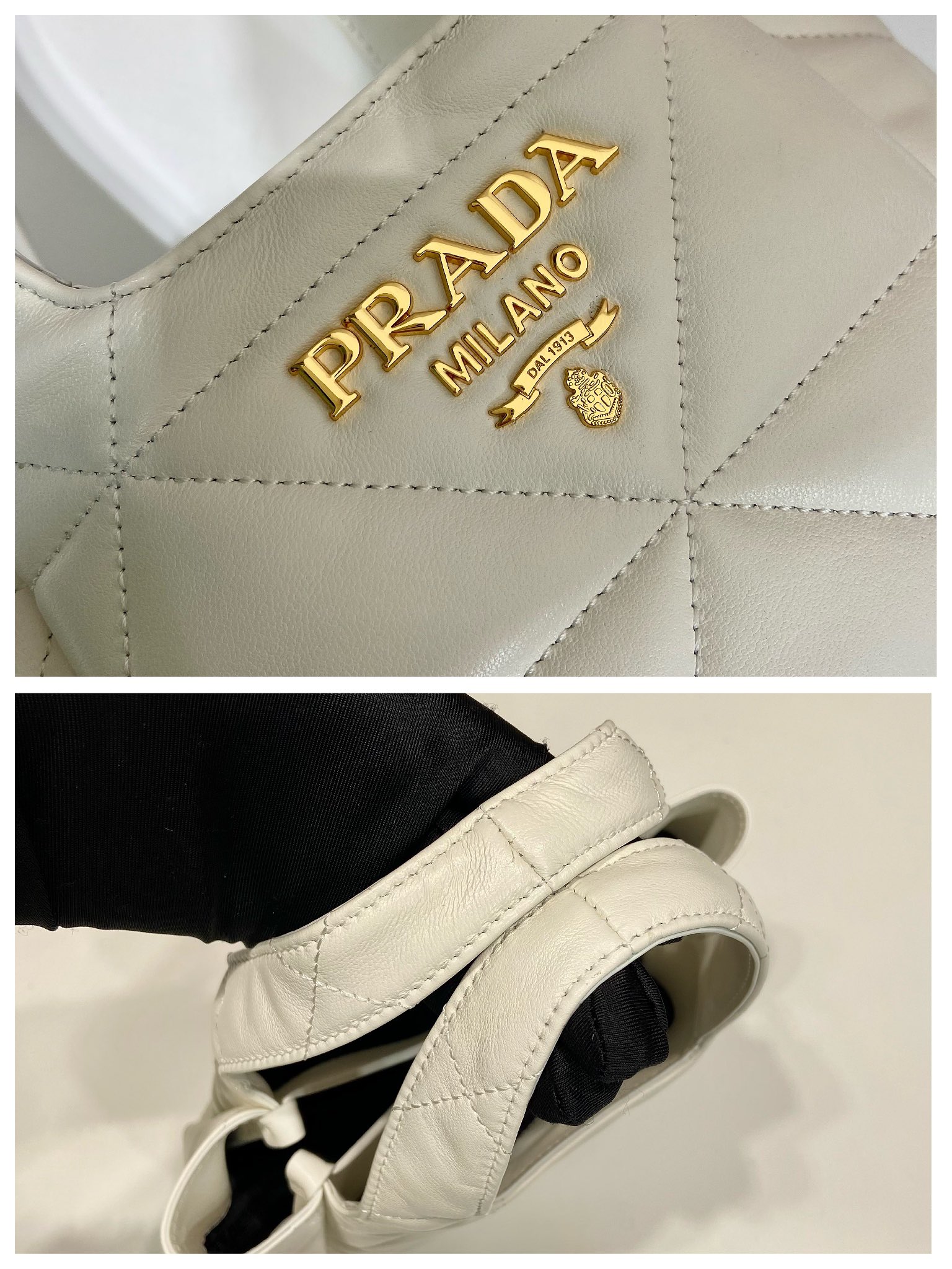Pra*a small nappa-leather tote bag with topstitching