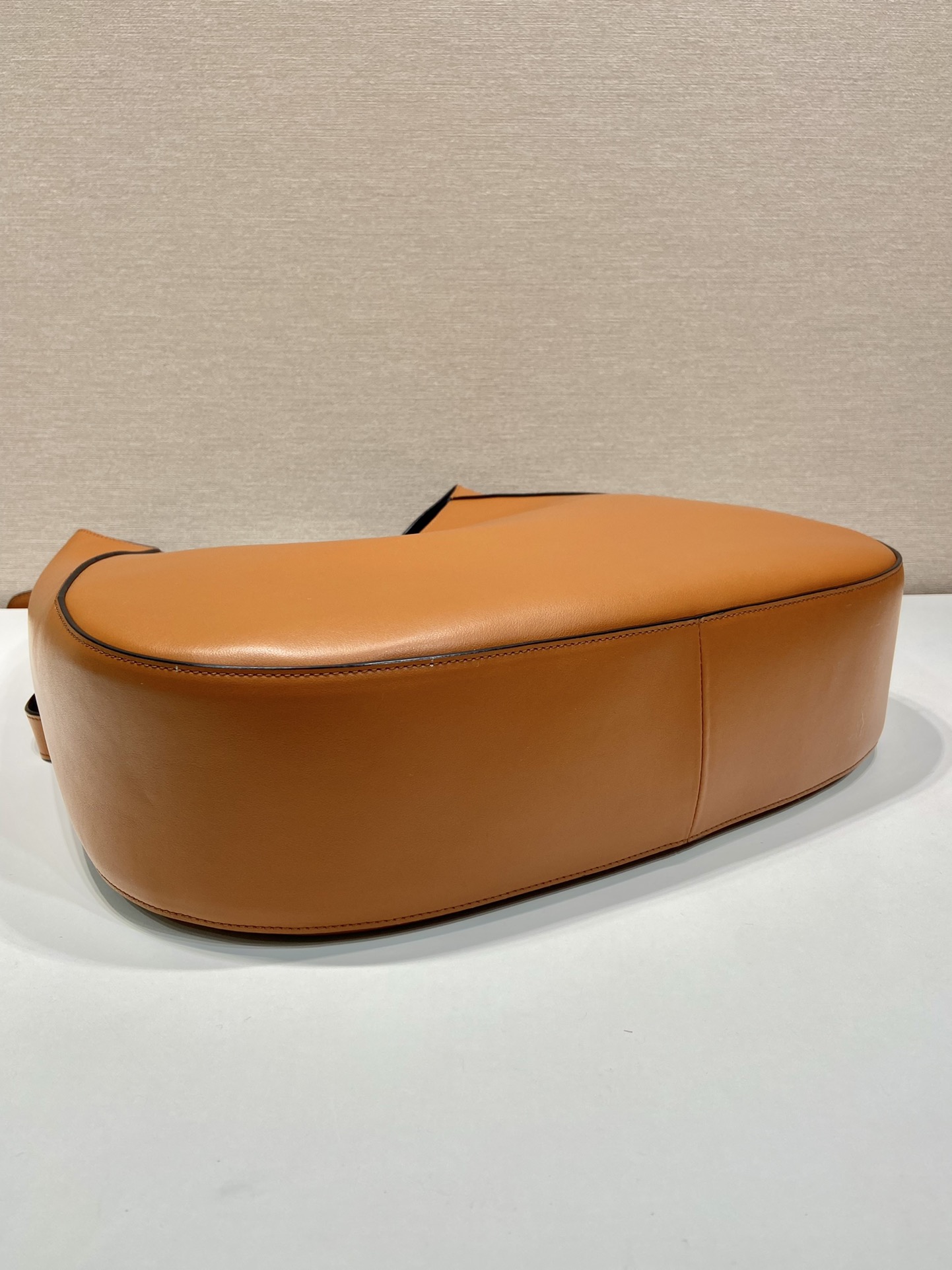 Pra*a large leather shoulder bag with topstitching