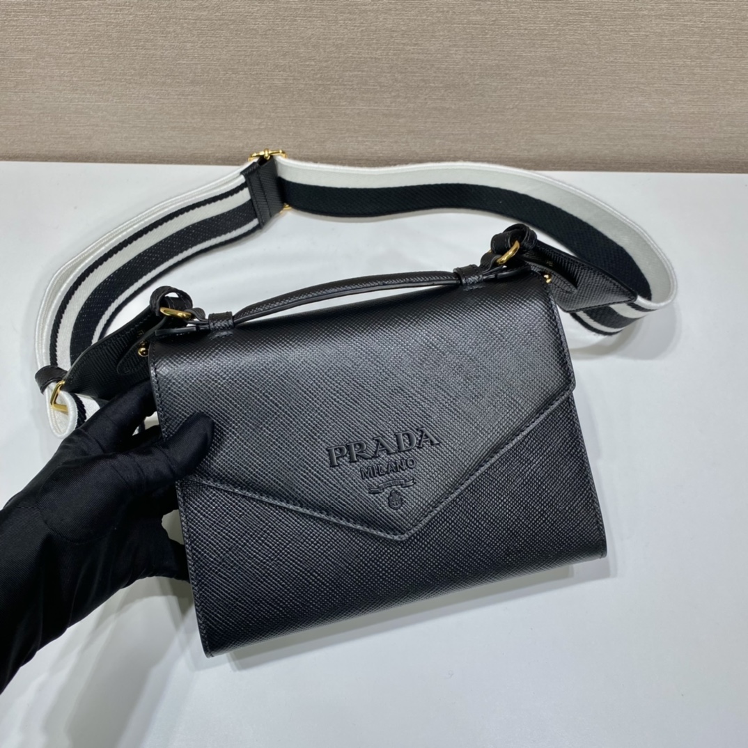 Pra*a monochrome saffiano and leather bag