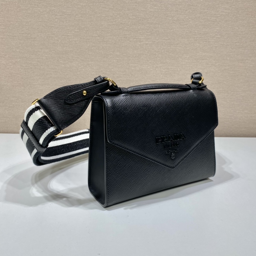 Pra*a monochrome saffiano and leather bag
