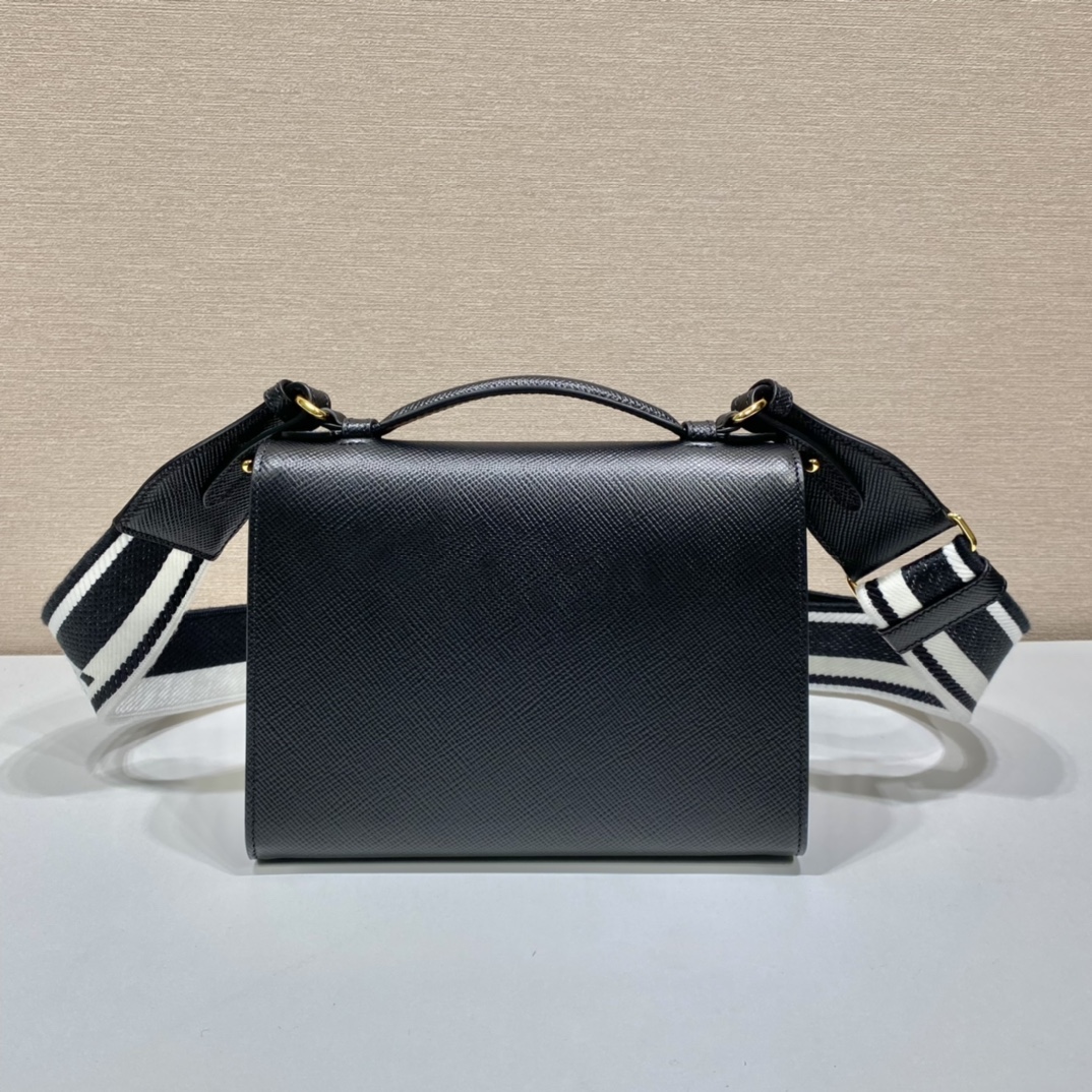 Pra*a monochrome saffiano and leather bag