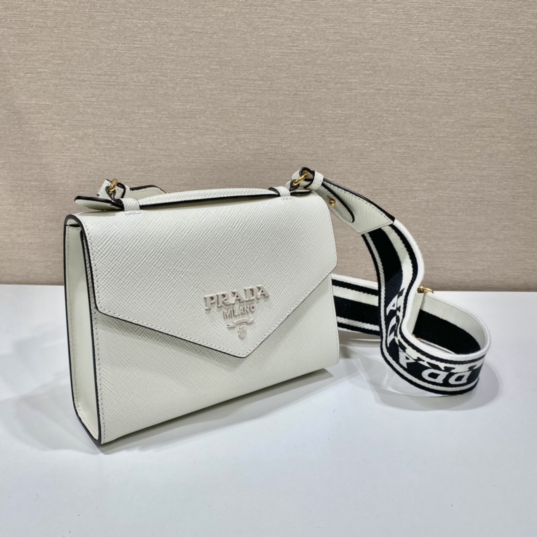 Pra*a monochrome saffiano and leather bag