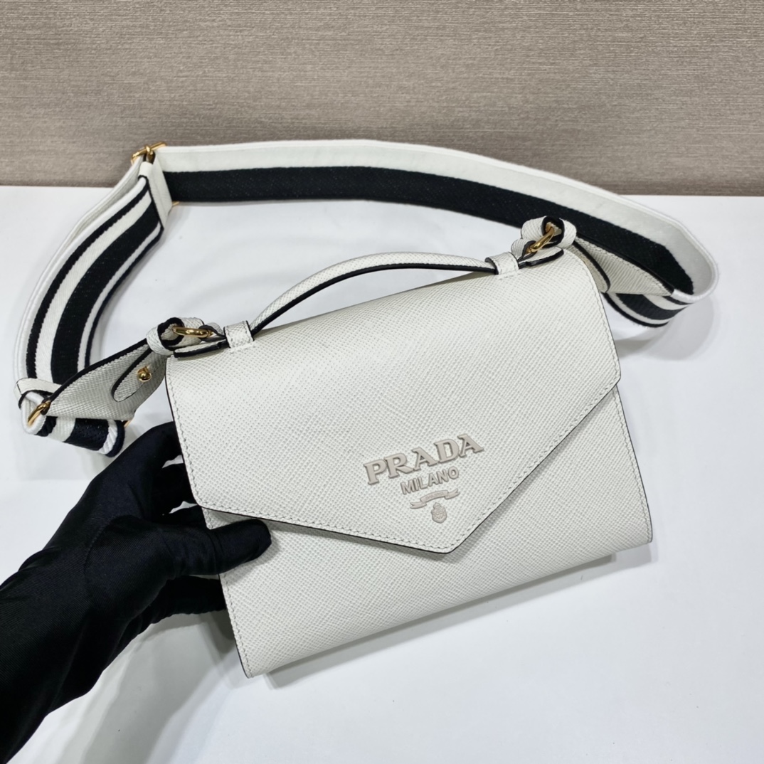 Pra*a monochrome saffiano and leather bag