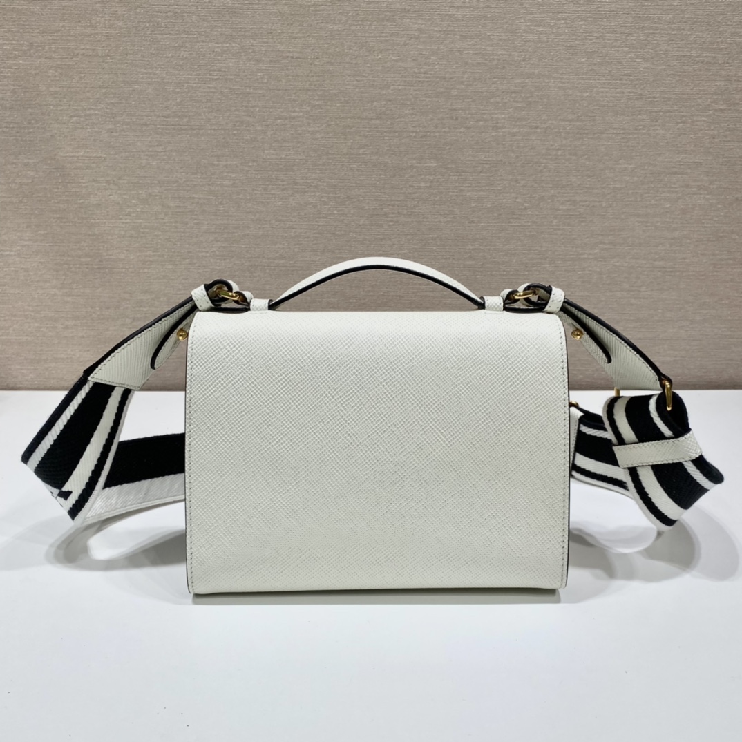 Pra*a monochrome saffiano and leather bag