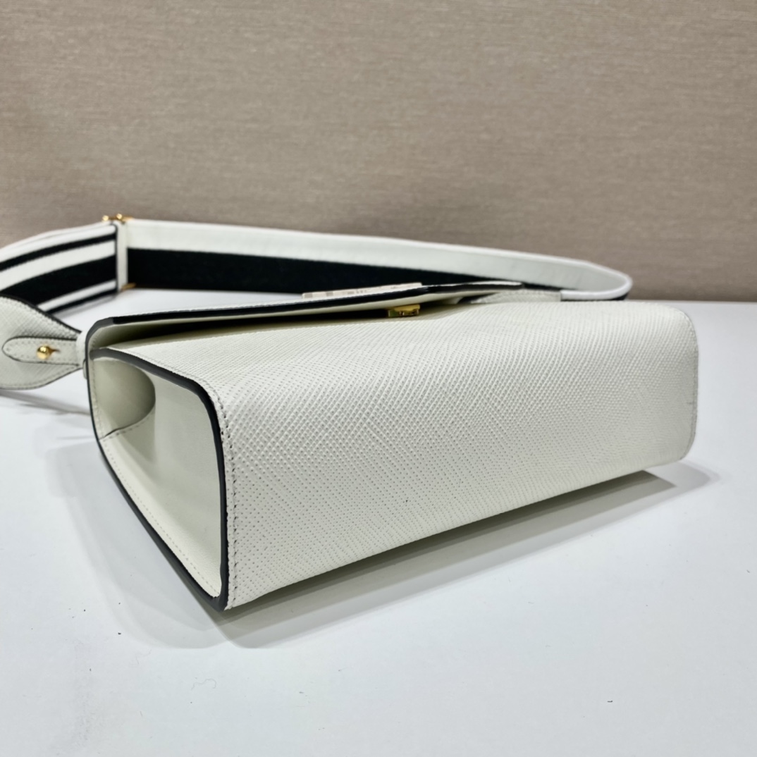 Pra*a monochrome saffiano and leather bag