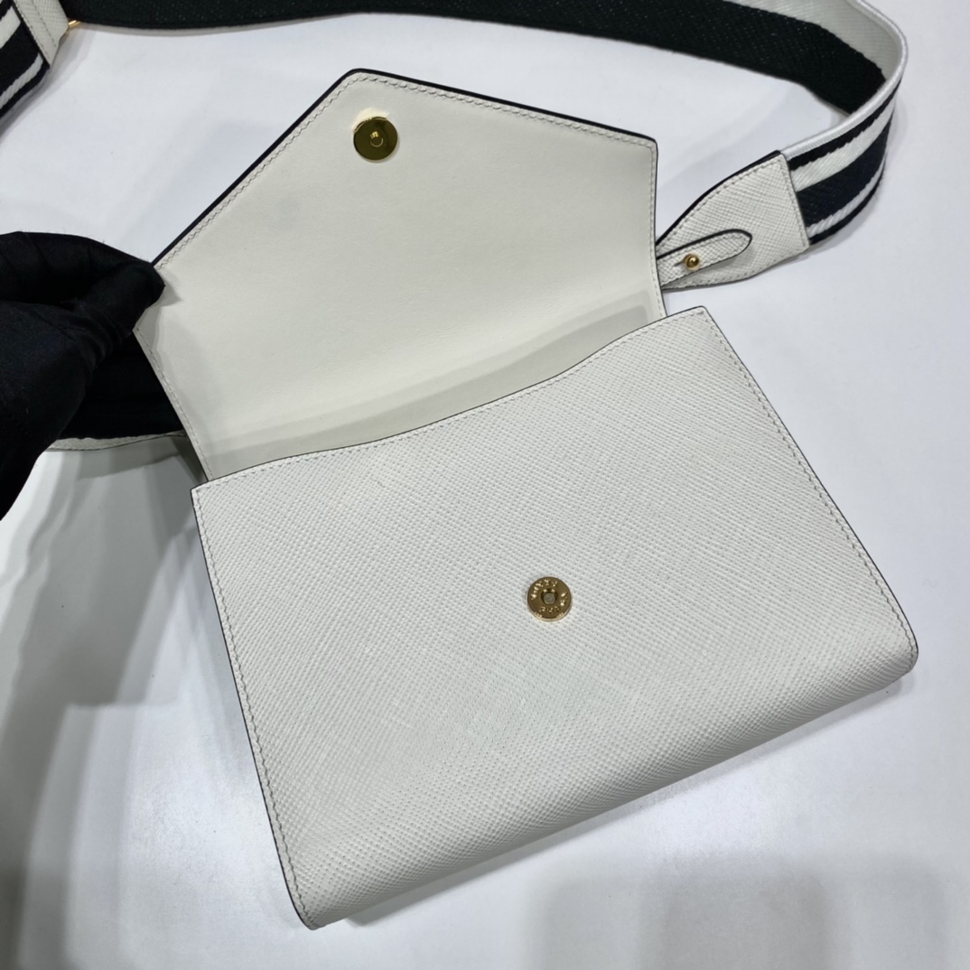 Pra*a monochrome saffiano and leather bag