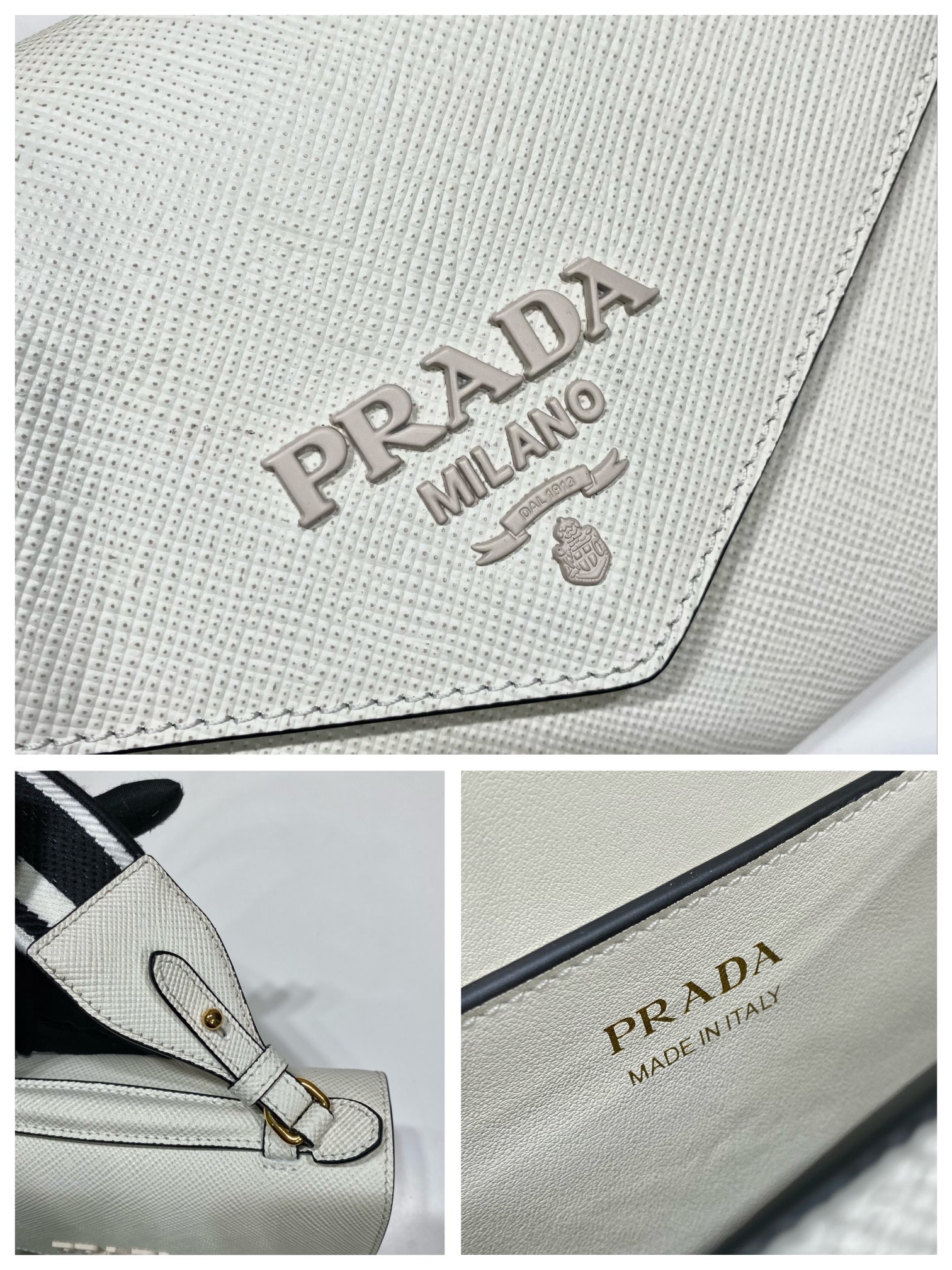 Pra*a monochrome saffiano and leather bag