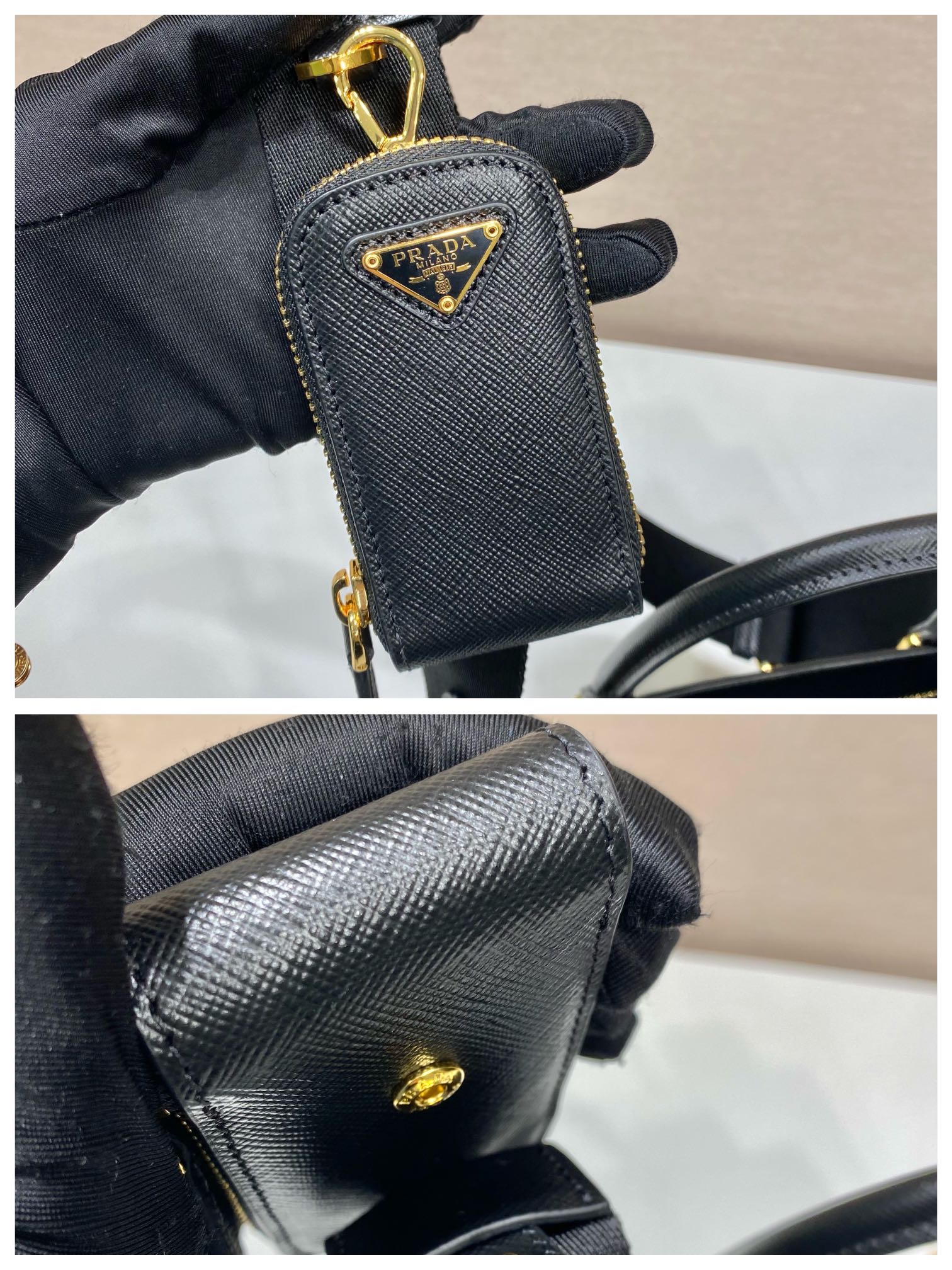 Pra*a medium saffiano leather handbag
