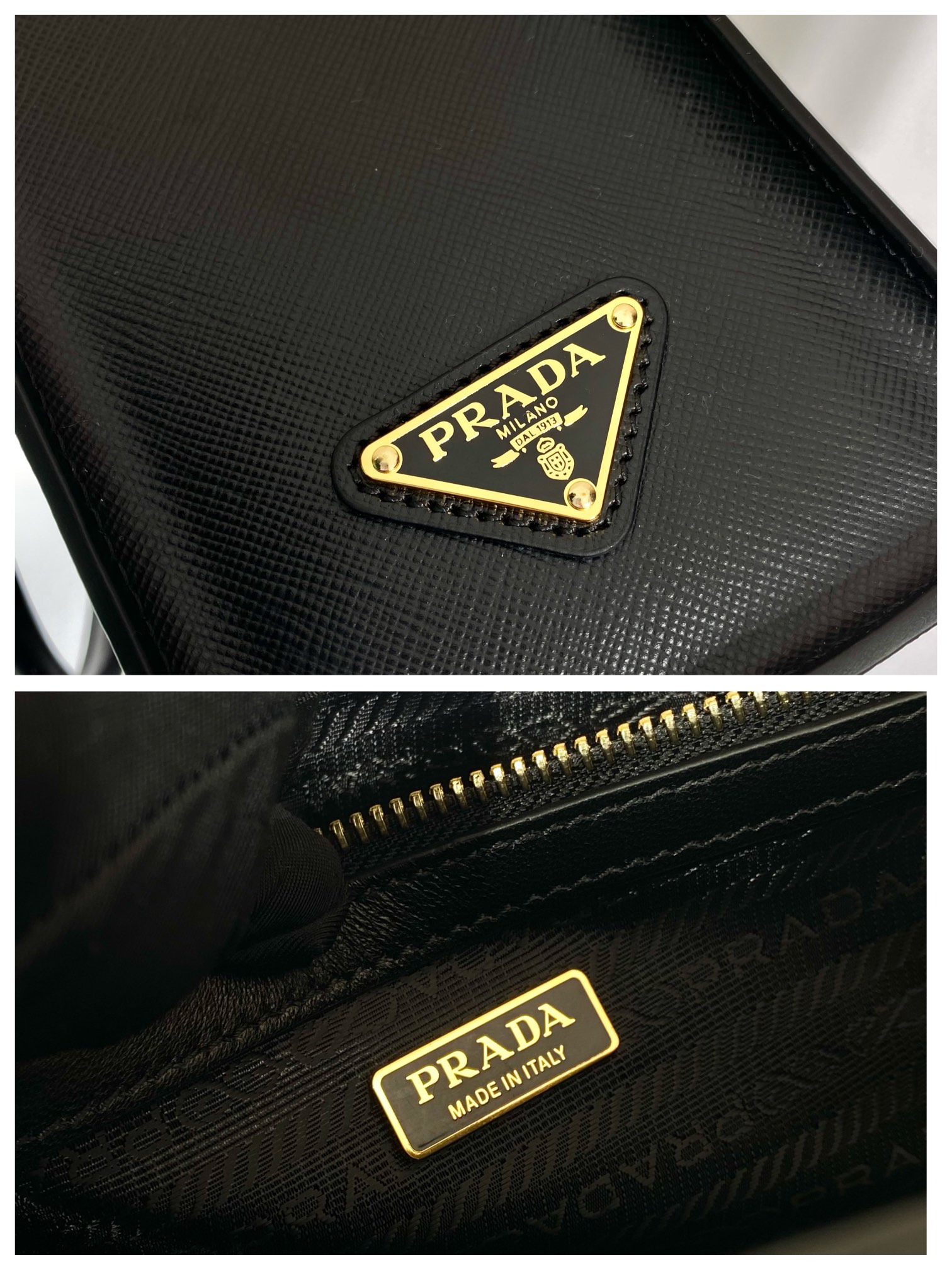 Pra*a medium saffiano leather handbag