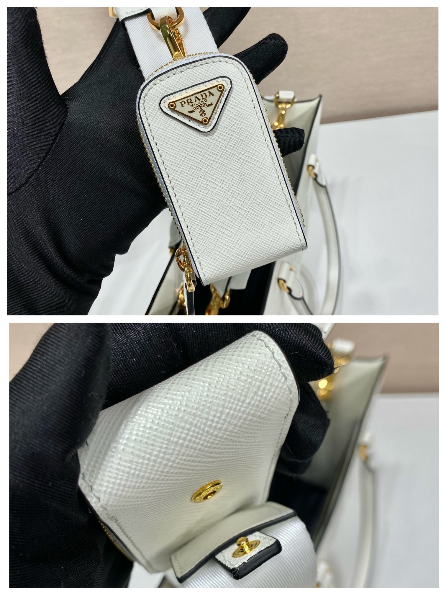 Pra*a medium saffiano leather handbag