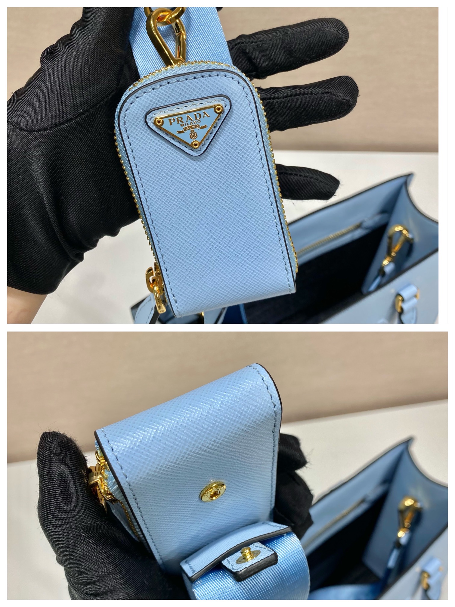 Pra*a medium saffiano leather handbag