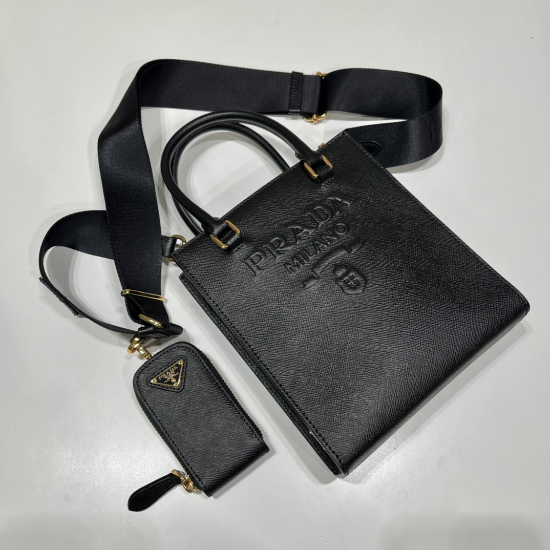 Pra*a small saffiano leather handbag