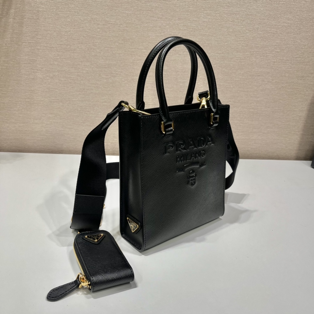 Pra*a small saffiano leather handbag