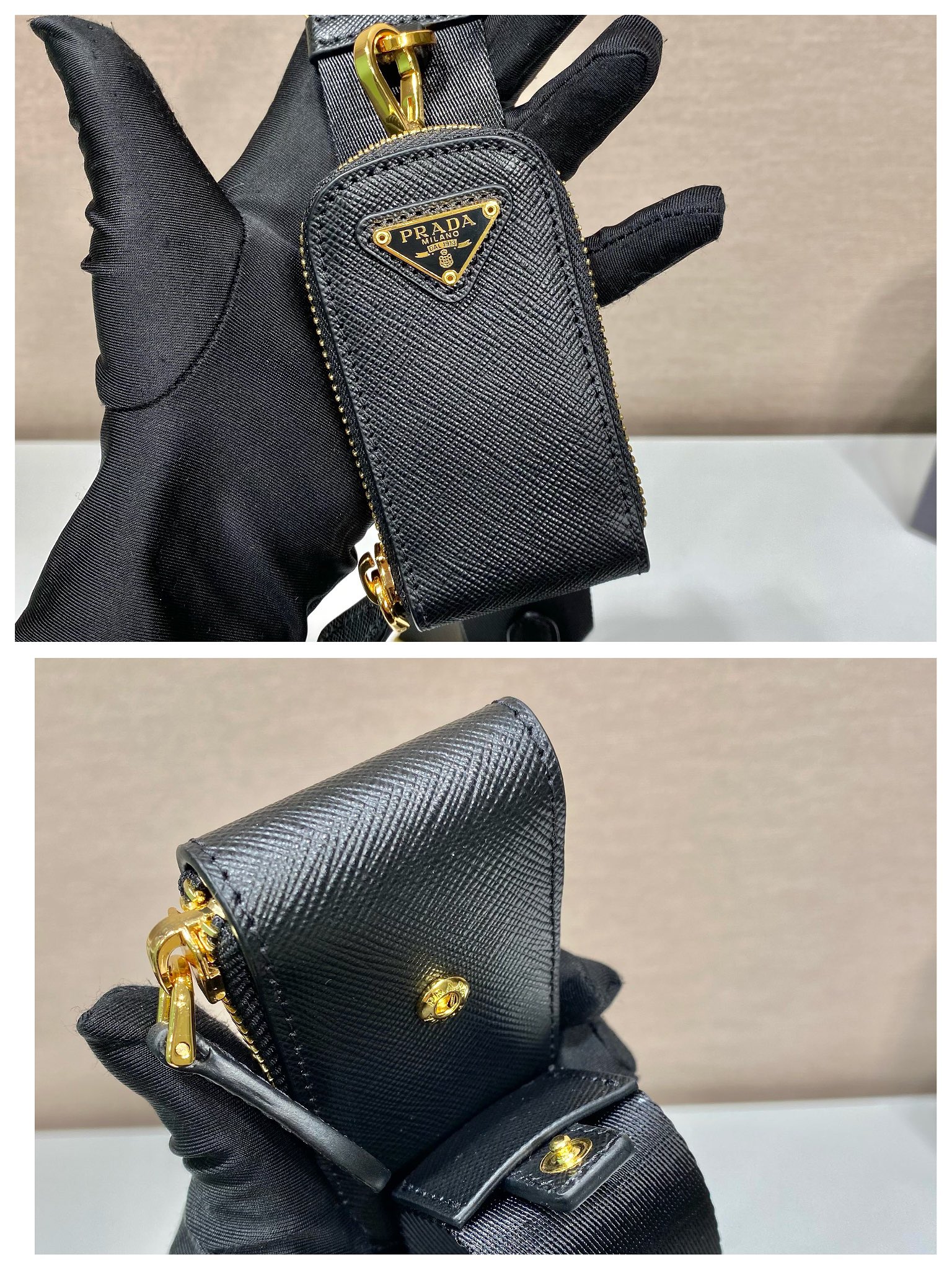 Pra*a small saffiano leather handbag