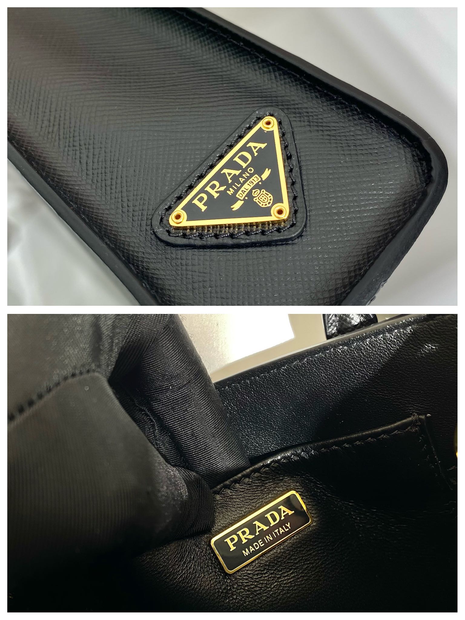 Pra*a small saffiano leather handbag