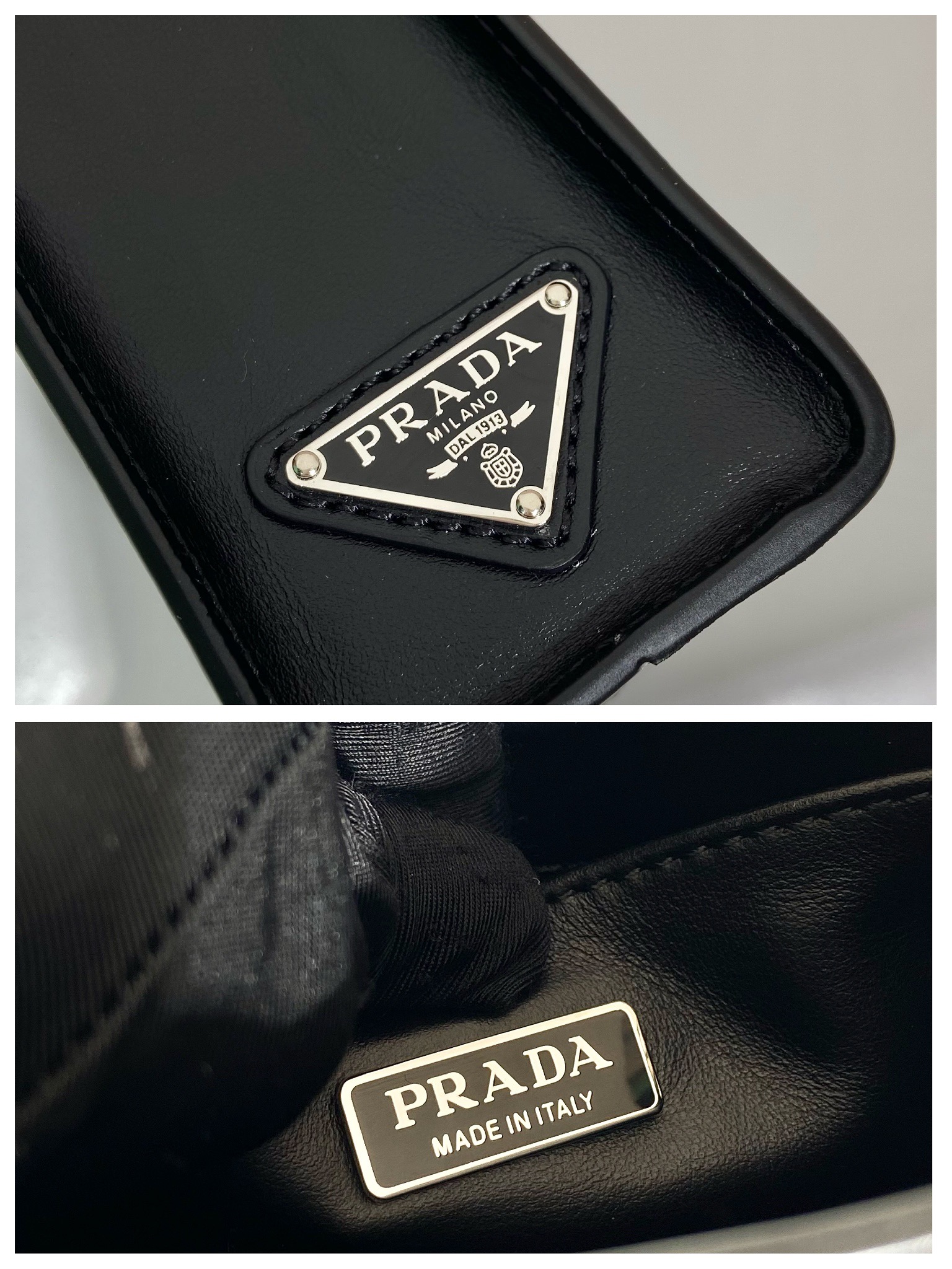 Pra*a small saffiano leather handbag