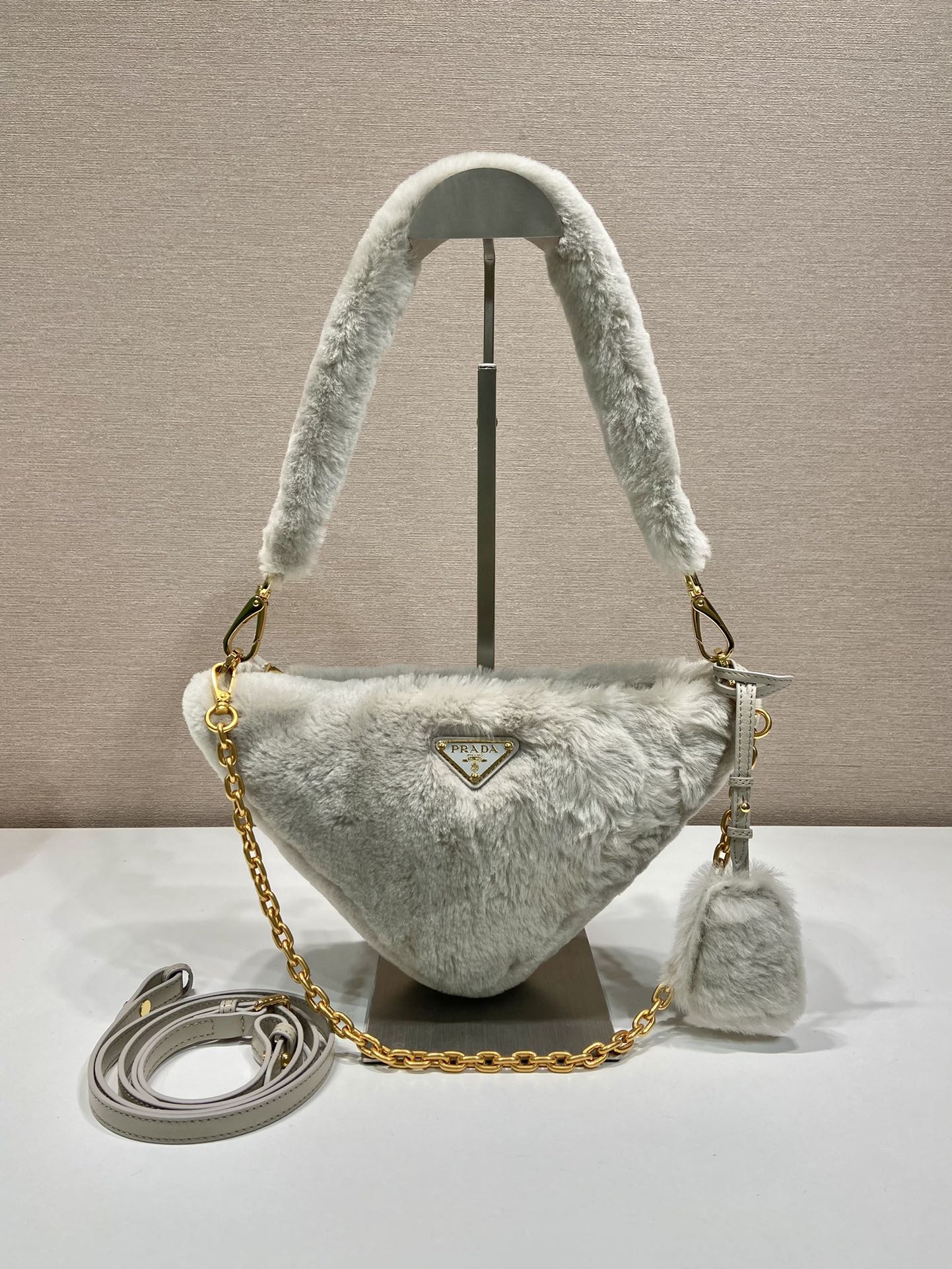 Pra*a shearling mini-bag
