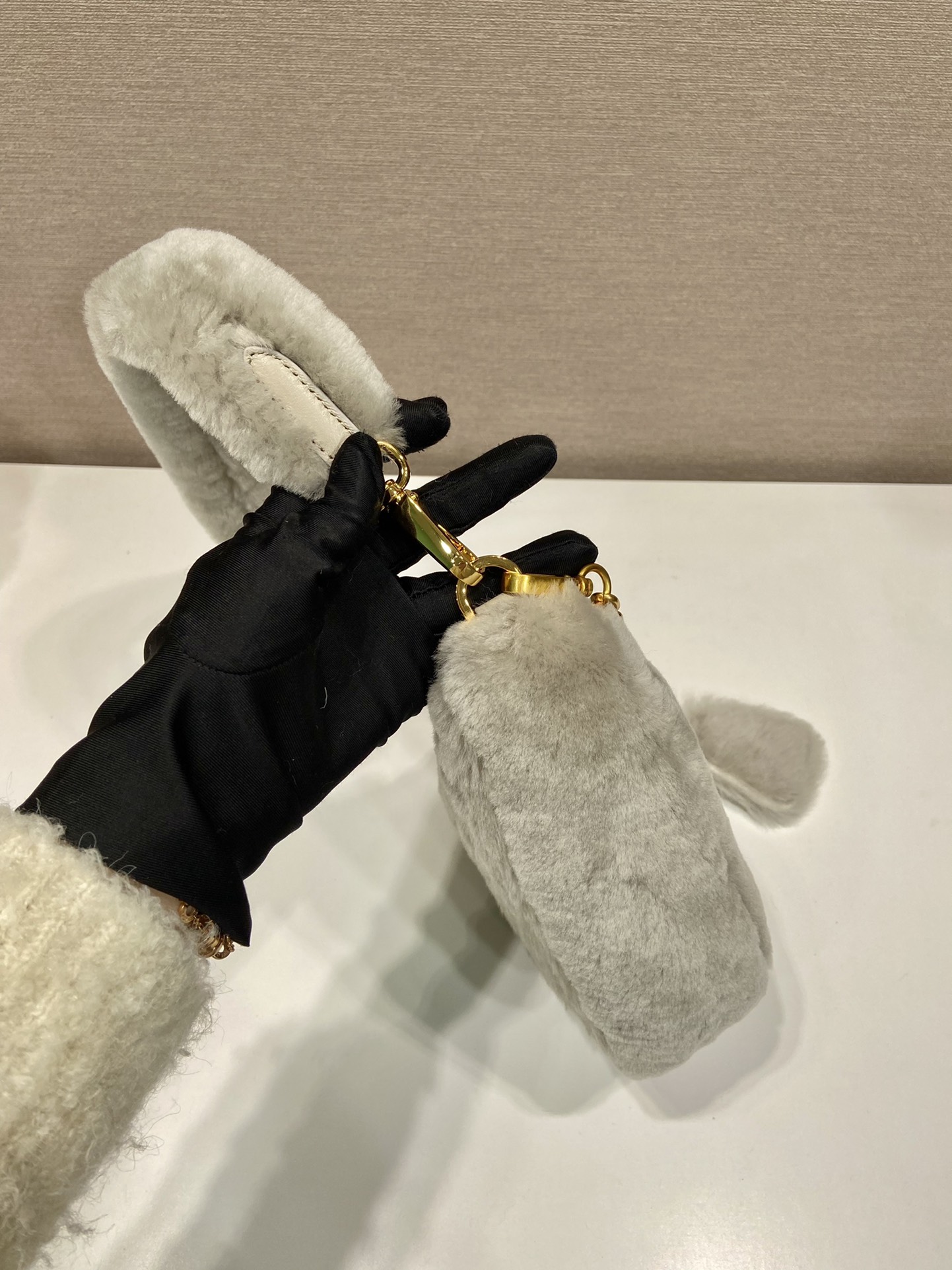 Pra*a shearling mini-bag