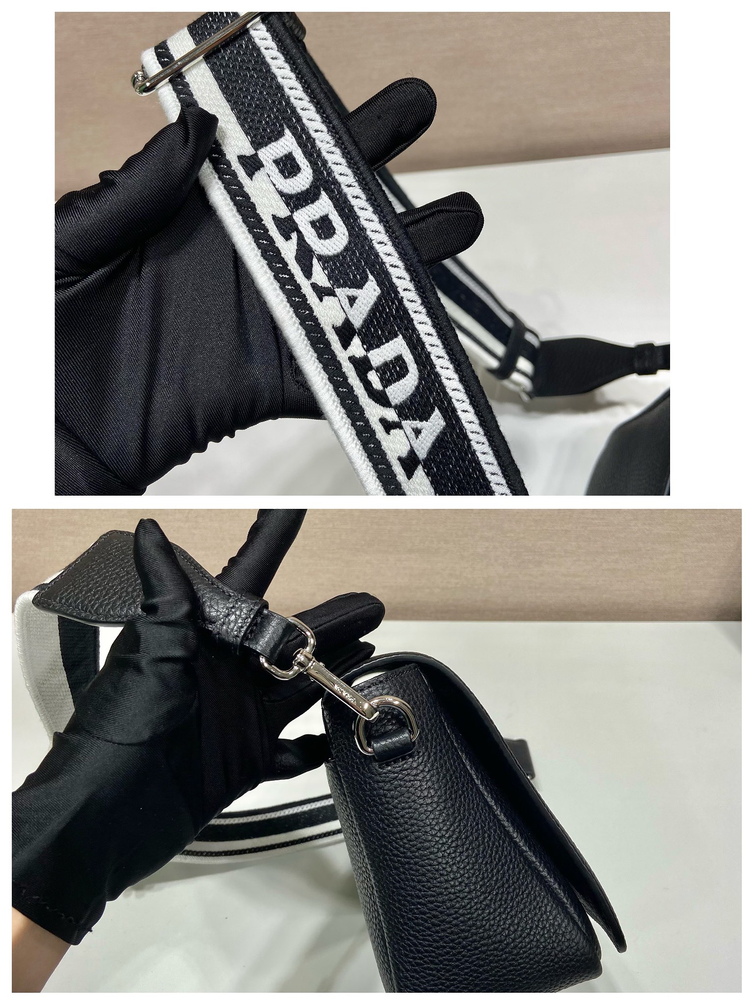 Pra*a leather shoulder bag