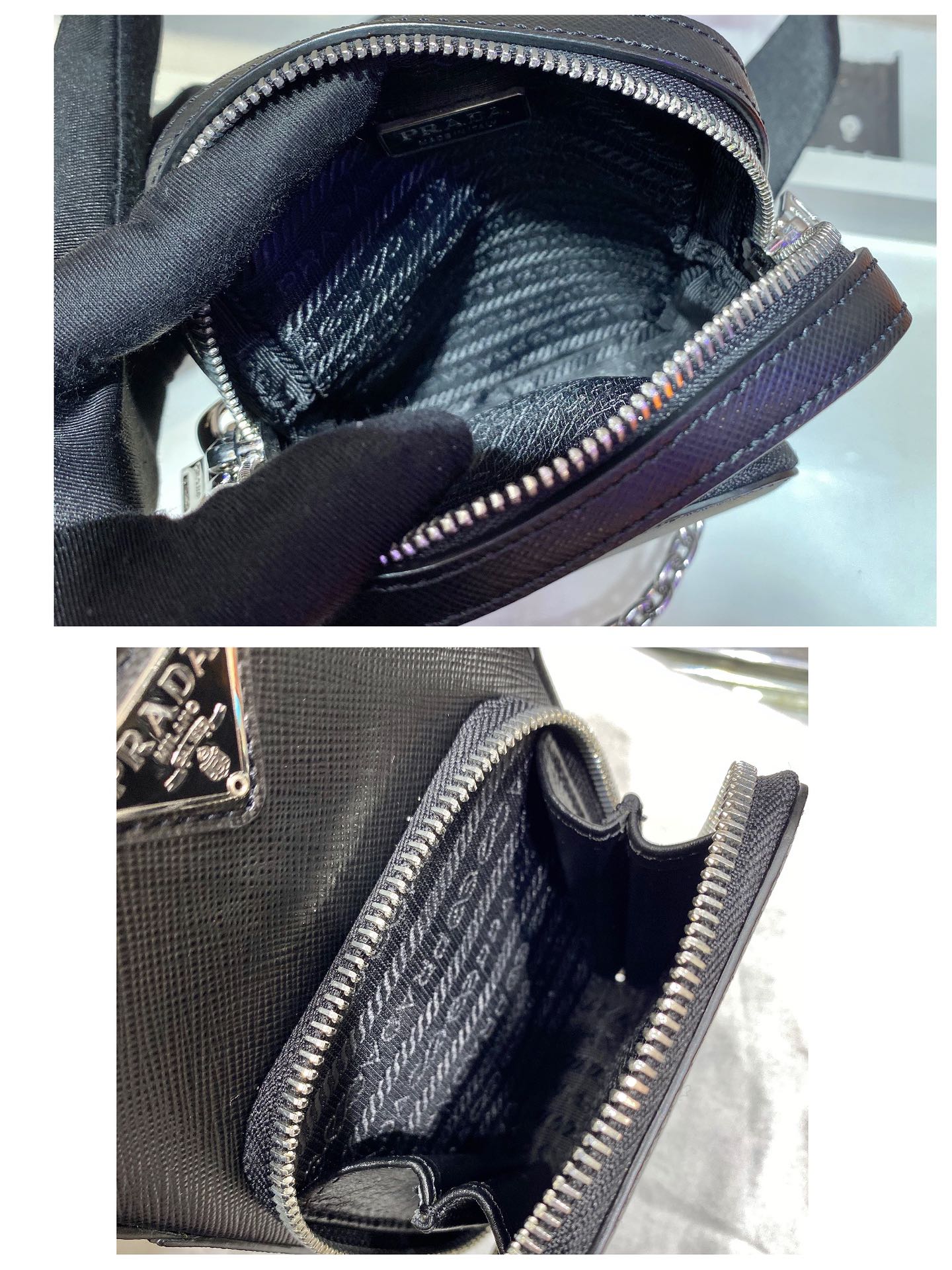 Pra*a saffiano leather mini bag