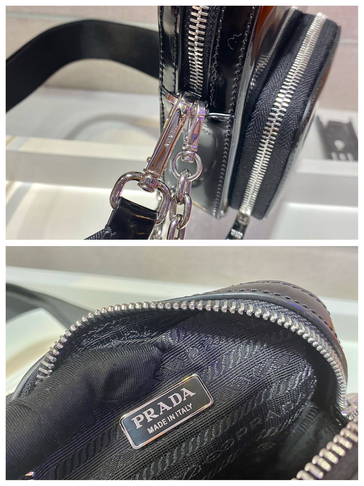 Pra*a saffiano leather mini bag