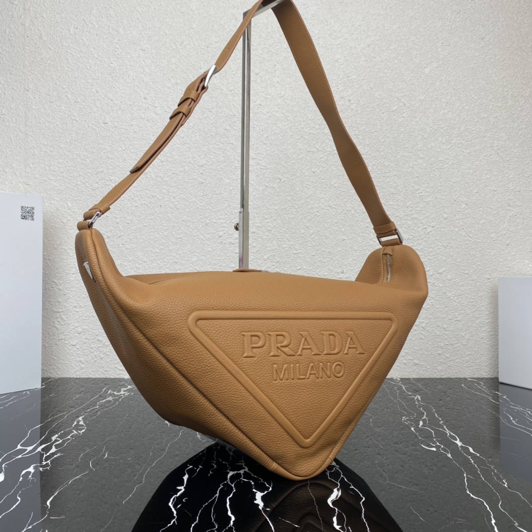 large leather Pra*a triangle bag
