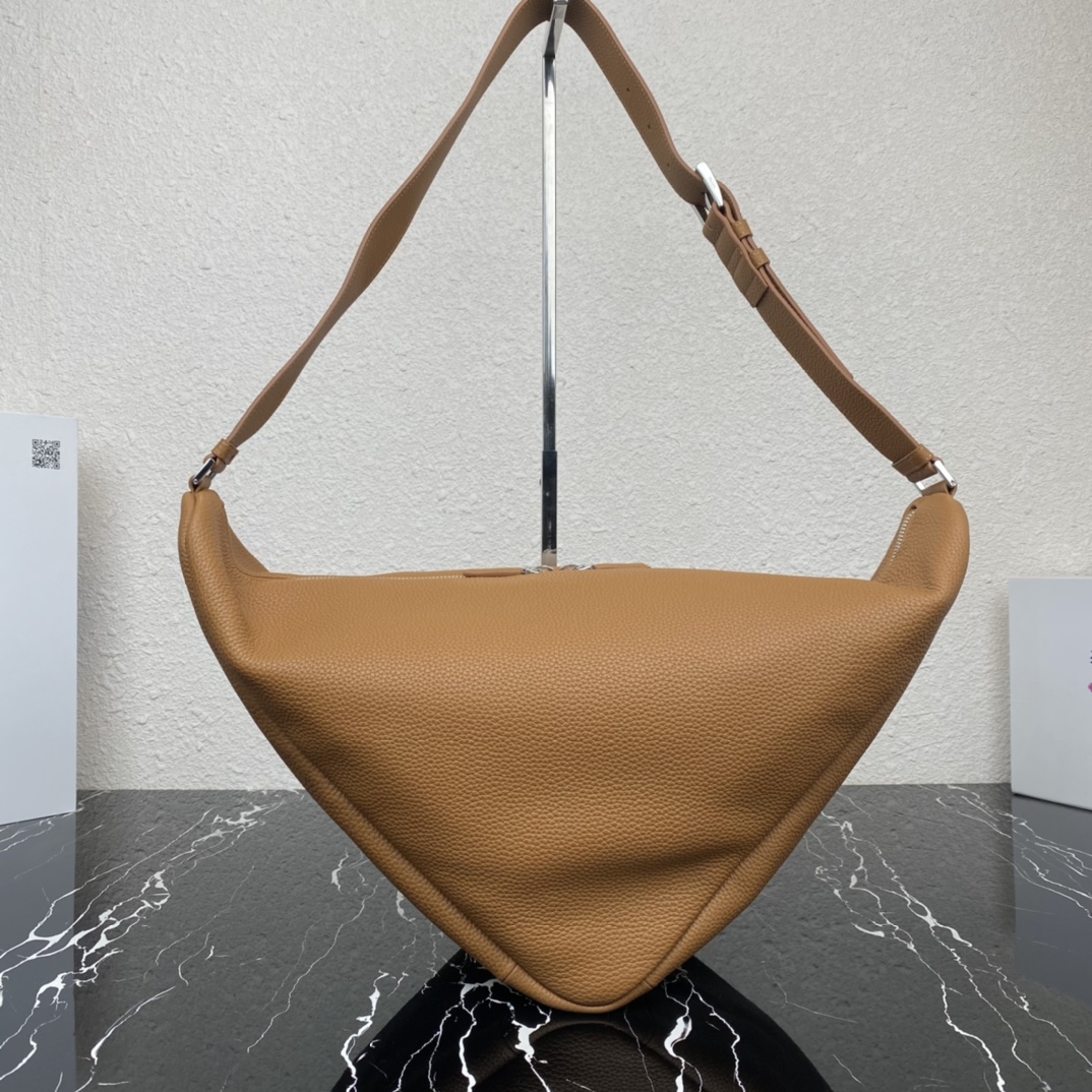 large leather Pra*a triangle bag