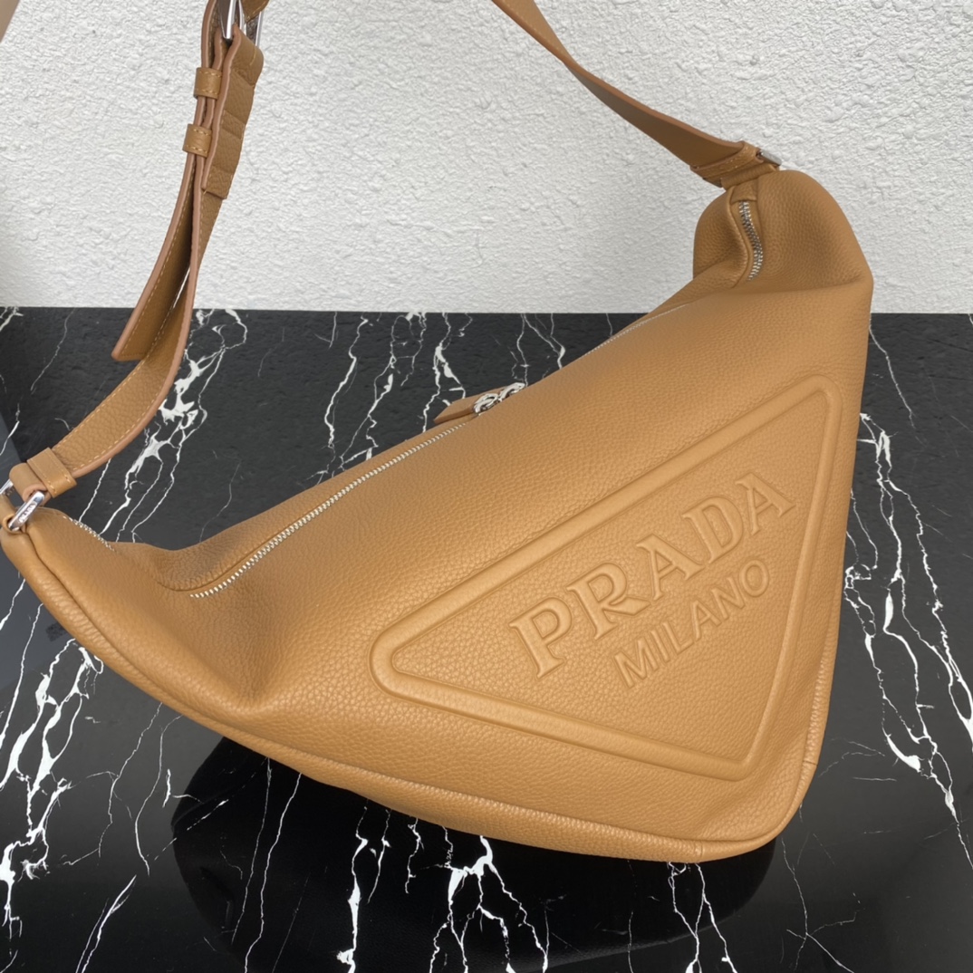 large leather Pra*a triangle bag