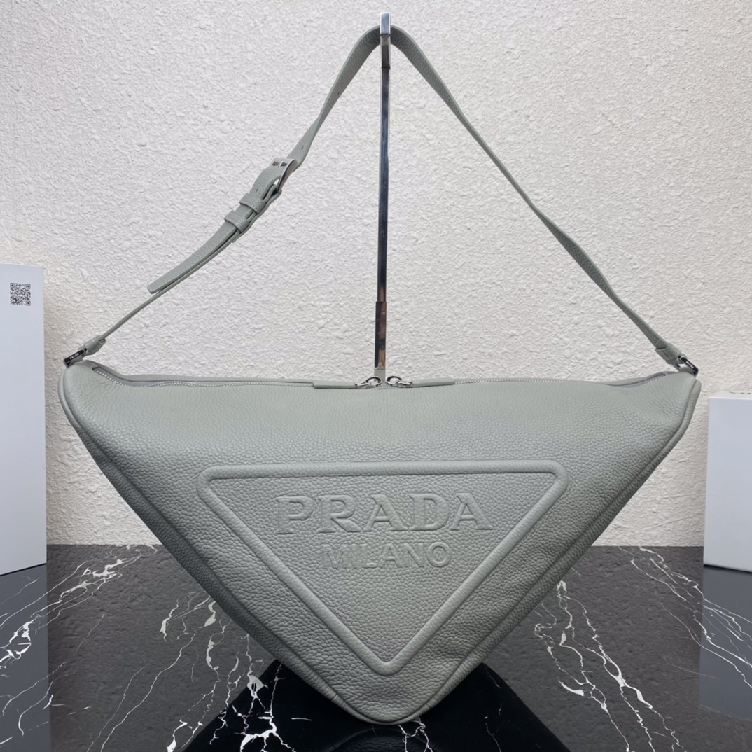 large leather Pra*a triangle bag