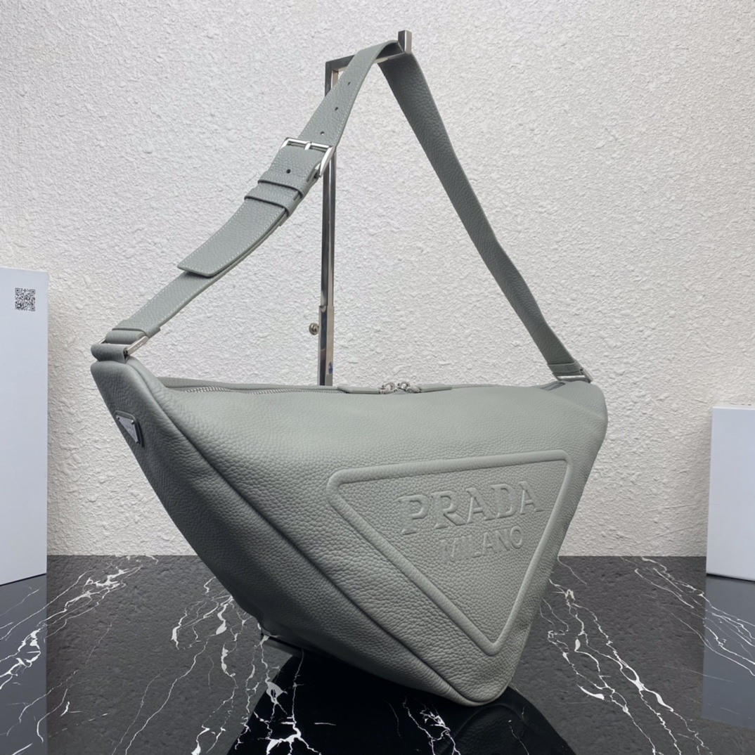 large leather Pra*a triangle bag