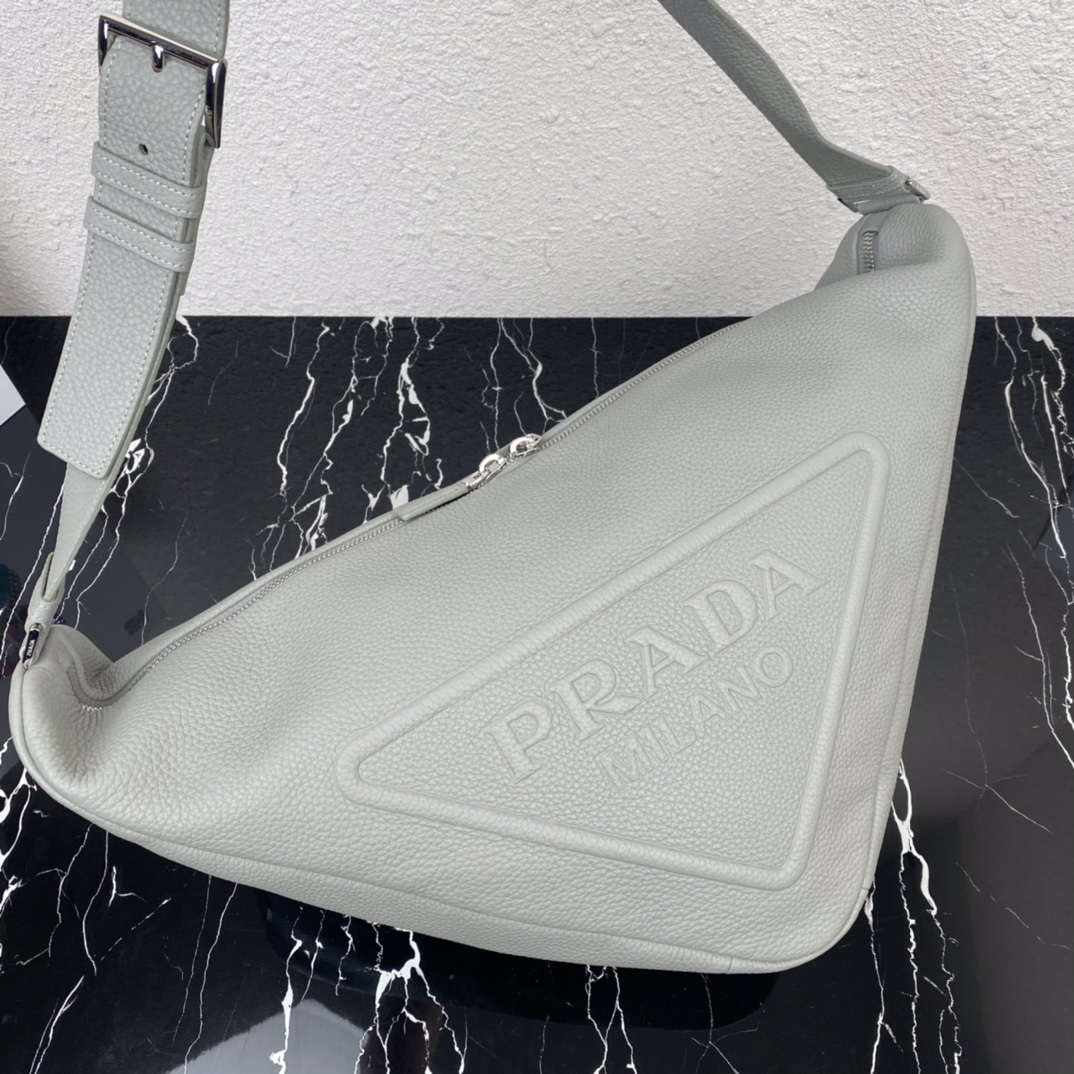 large leather Pra*a triangle bag