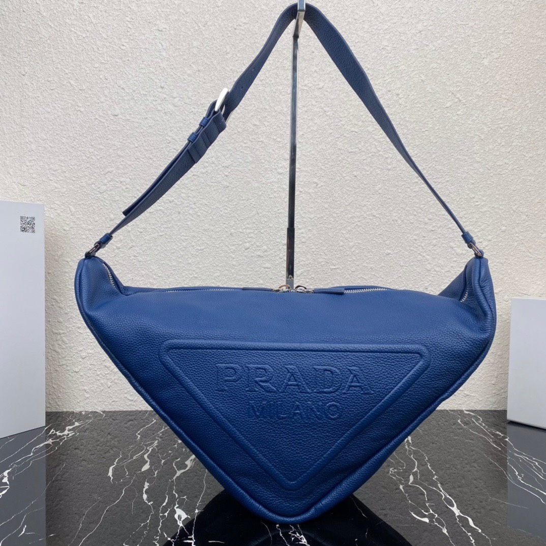 large leather Pra*a triangle bag