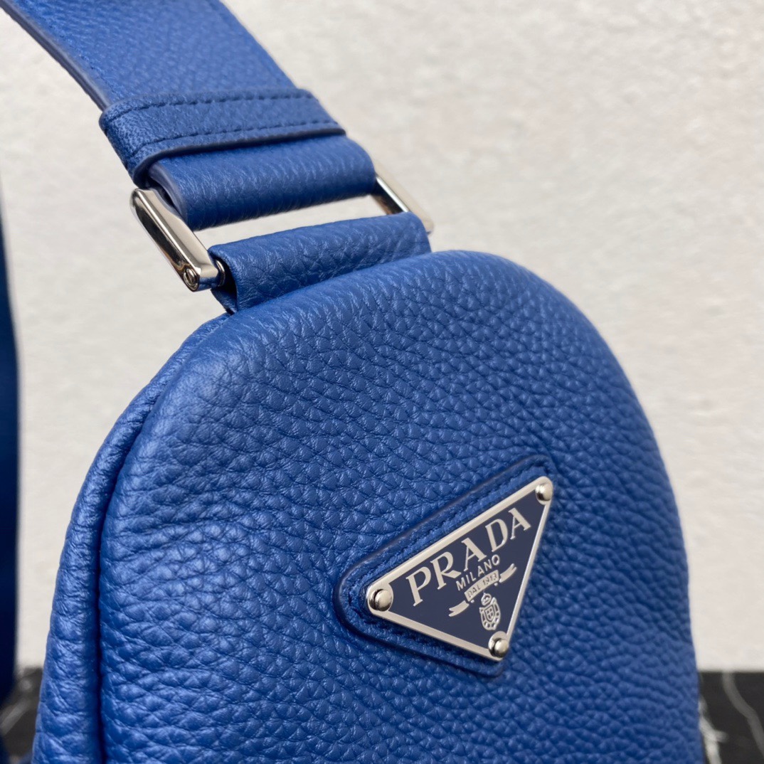 large leather Pra*a triangle bag