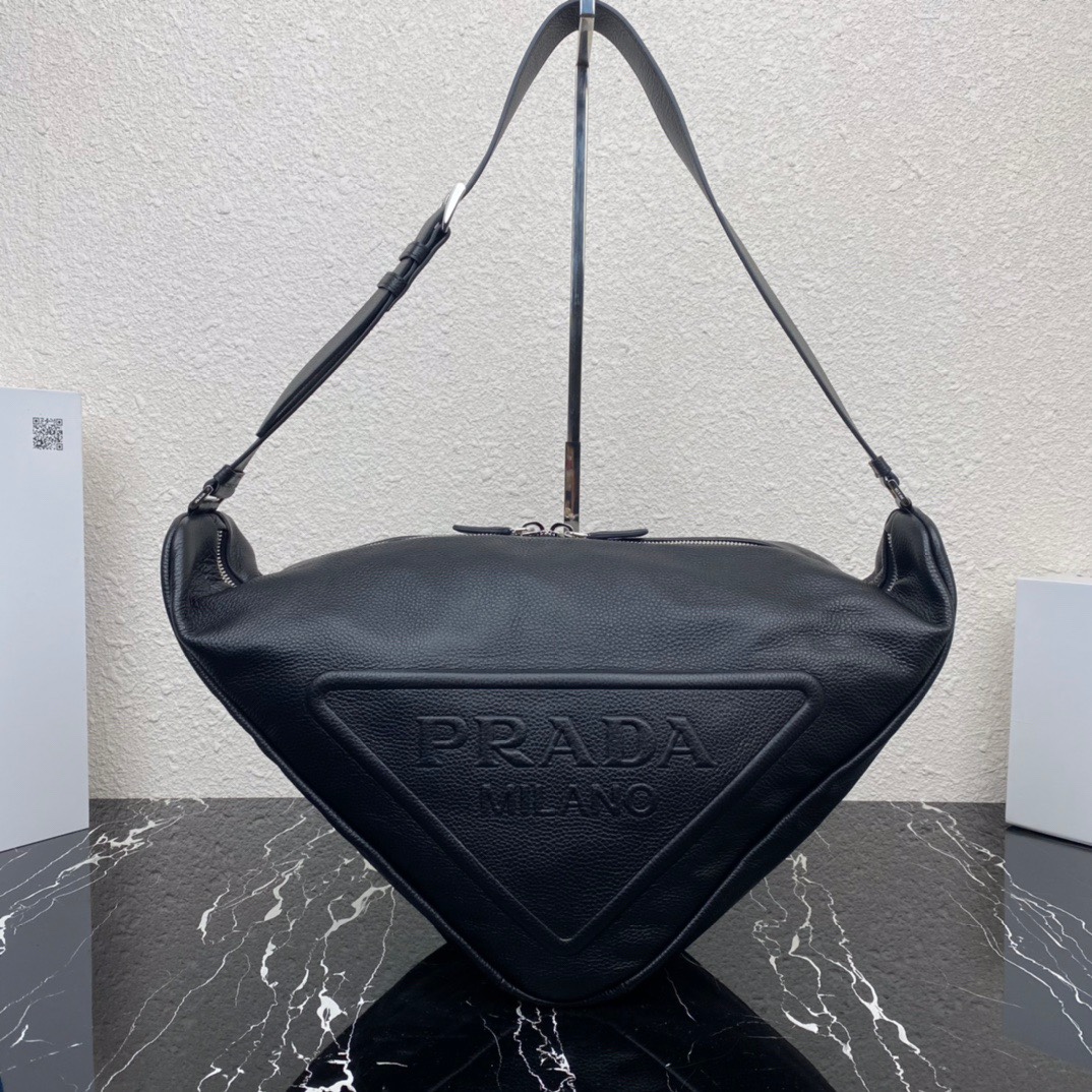 large leather Pra*a triangle bag