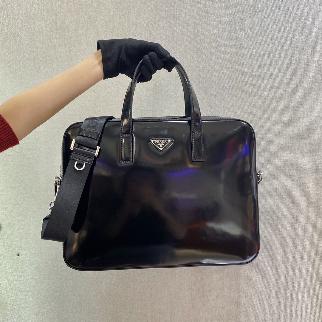 Pra*a saffiano leather work bag