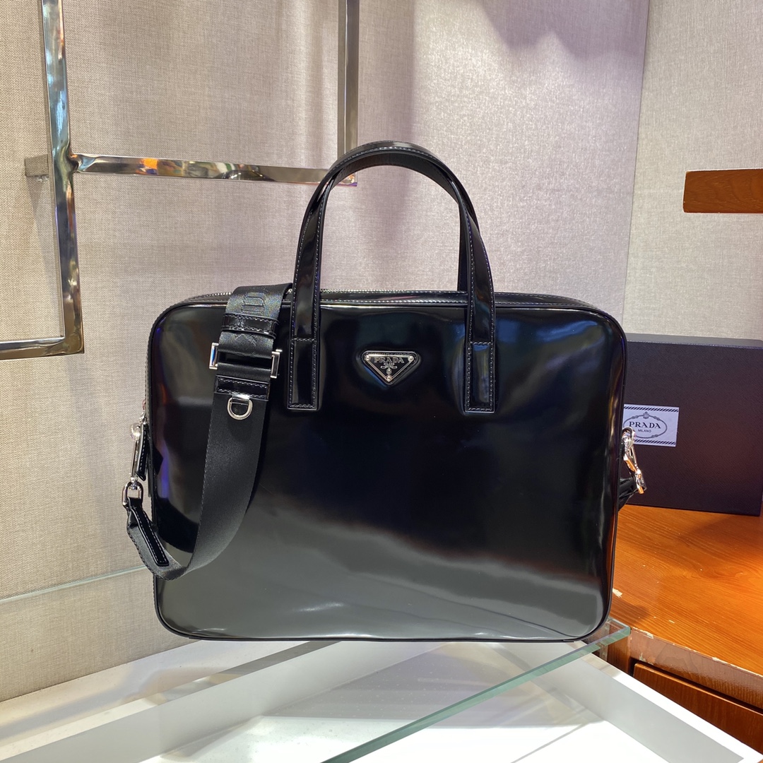 Pra*a saffiano leather work bag