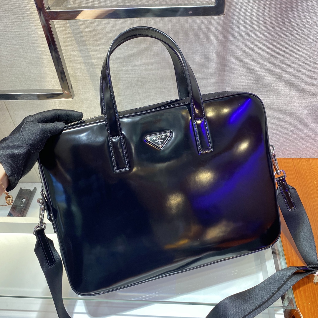 Pra*a saffiano leather work bag